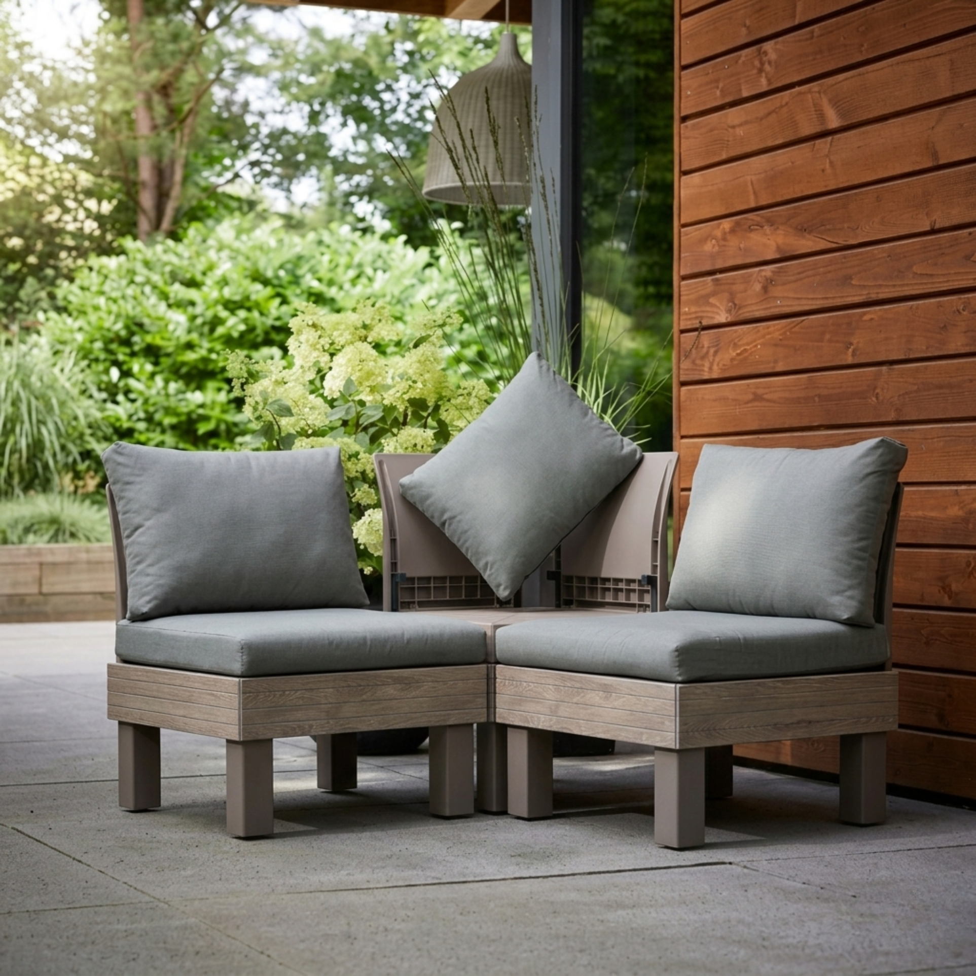 Set modulare da esterno "Elements" color Ashwood/Cappuccino facile da assemblare