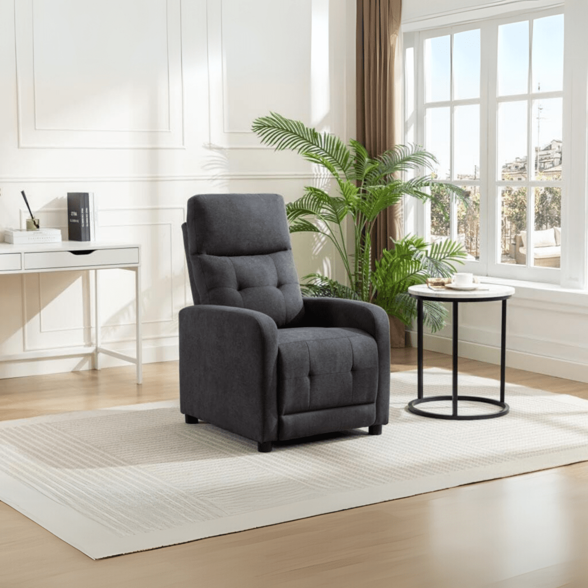 Poltrona reclinabile manuale "Rey" in tessuto liner cm 65,5x85,5 102,5h - MondoViro