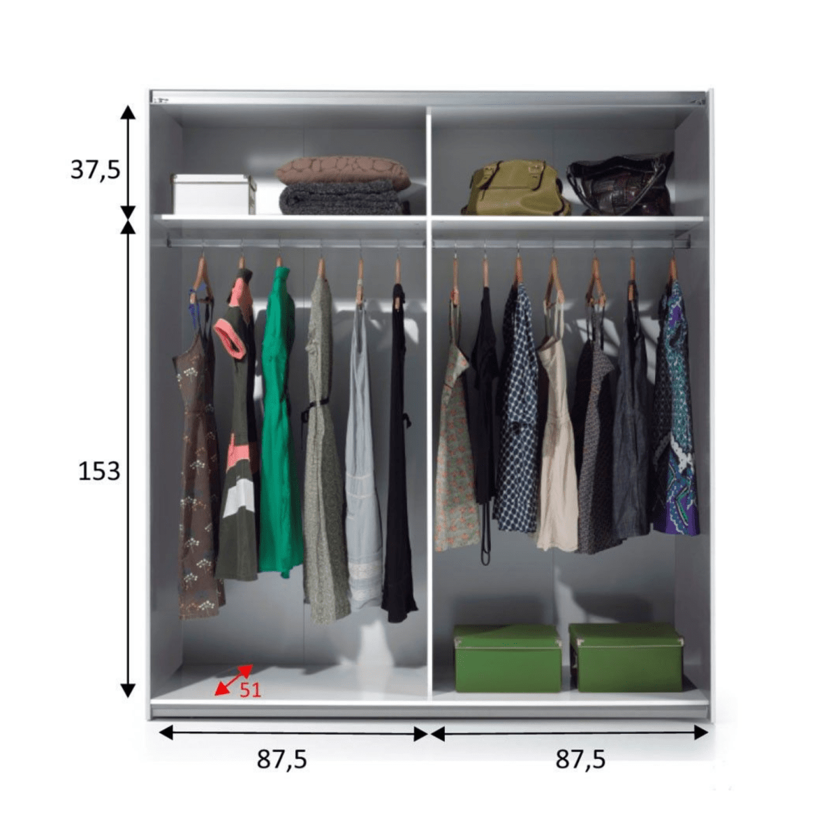 Armadio guardaroba a 2 ante scorrevoli "Kos" in legno cm 180x60 200h - MondoViro