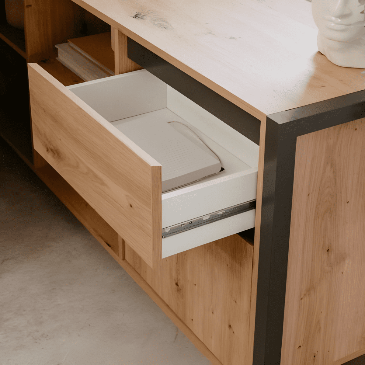 Scrivania moderna "Denver" angolare reversibile antracite quercia cm 142x139 75h - MondoViro