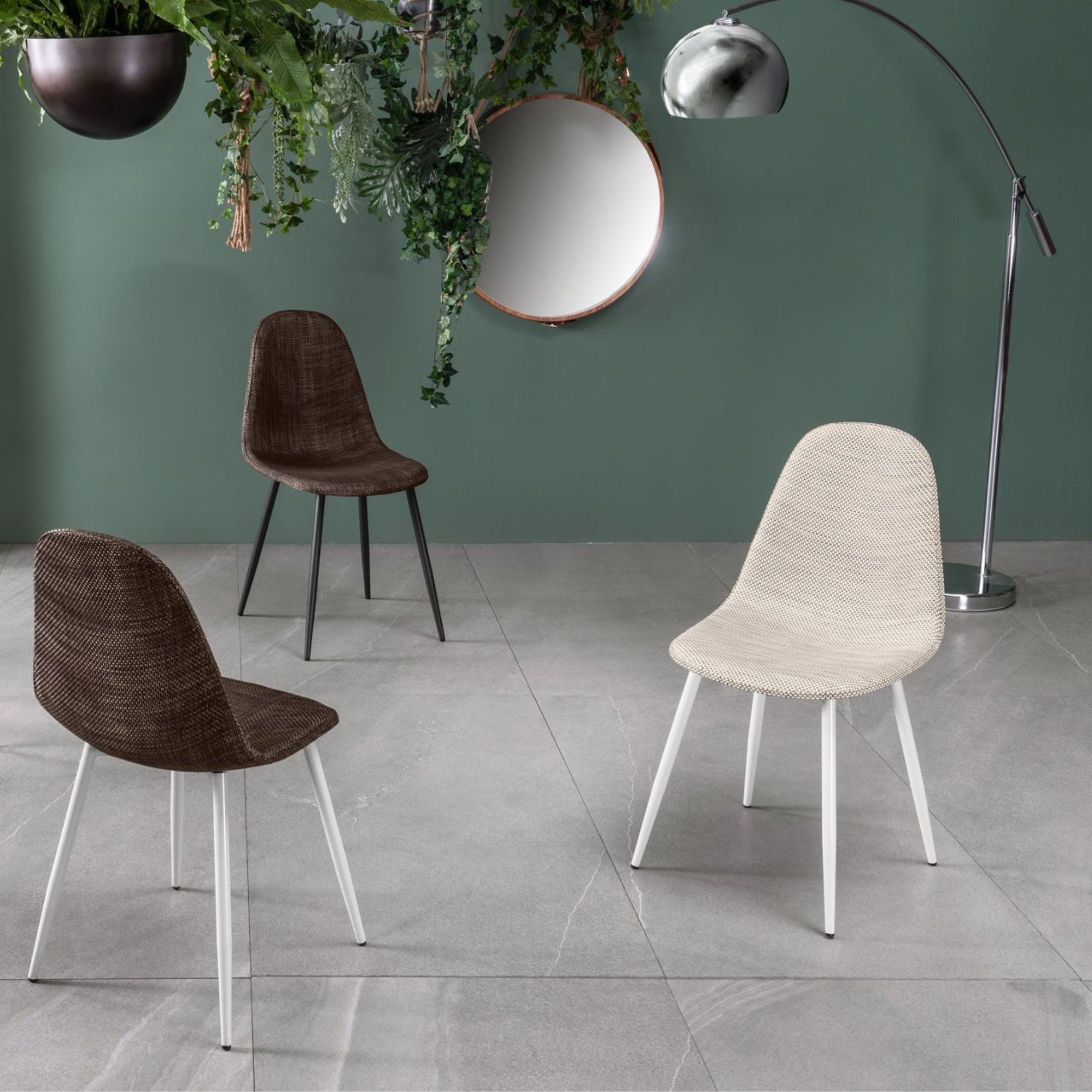 Set di sedie da pranzo in similcuoio "Florida" rattan vintage