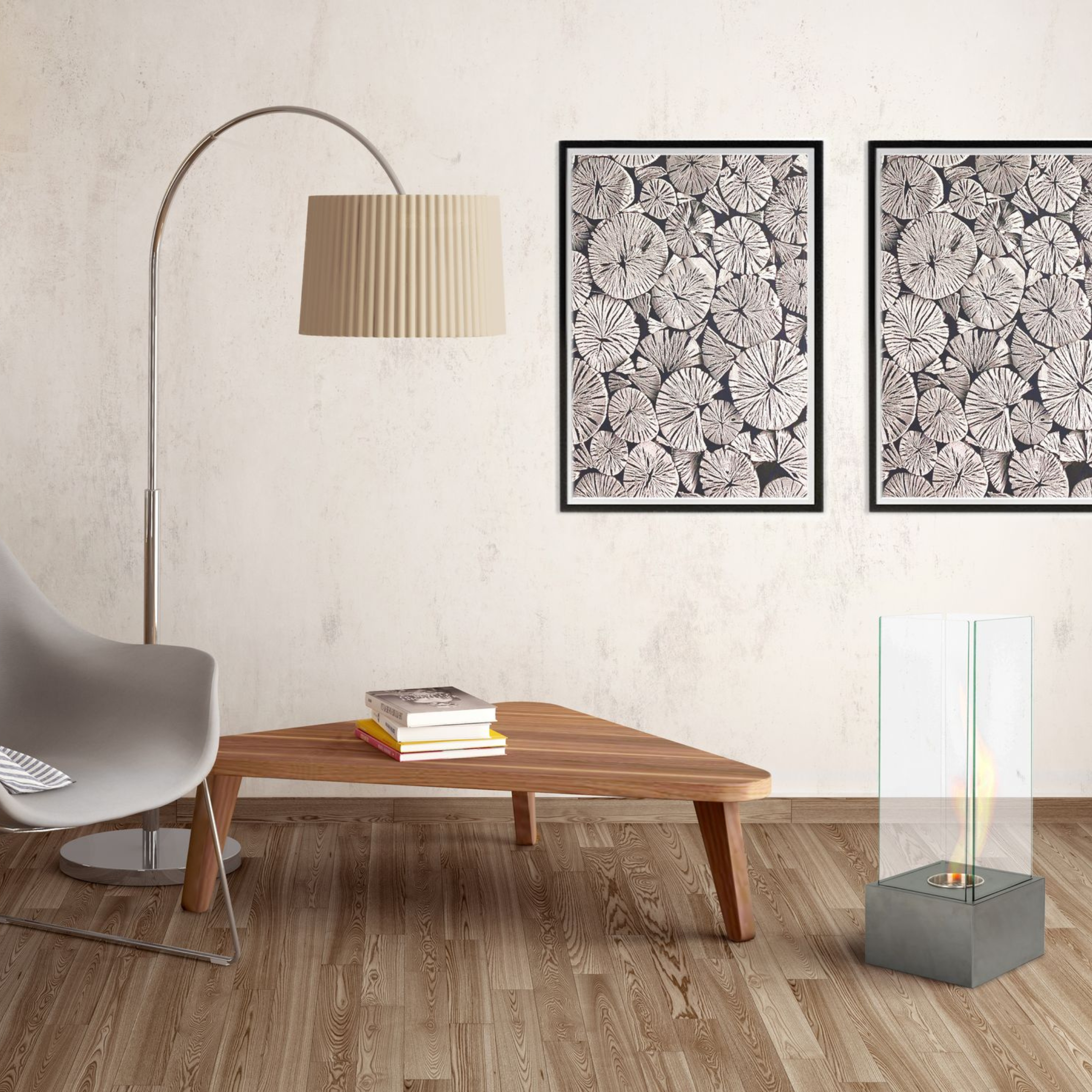 Caminetto bioetanolo "Lisa" da terra in vetro temperato cm 25x25 65h