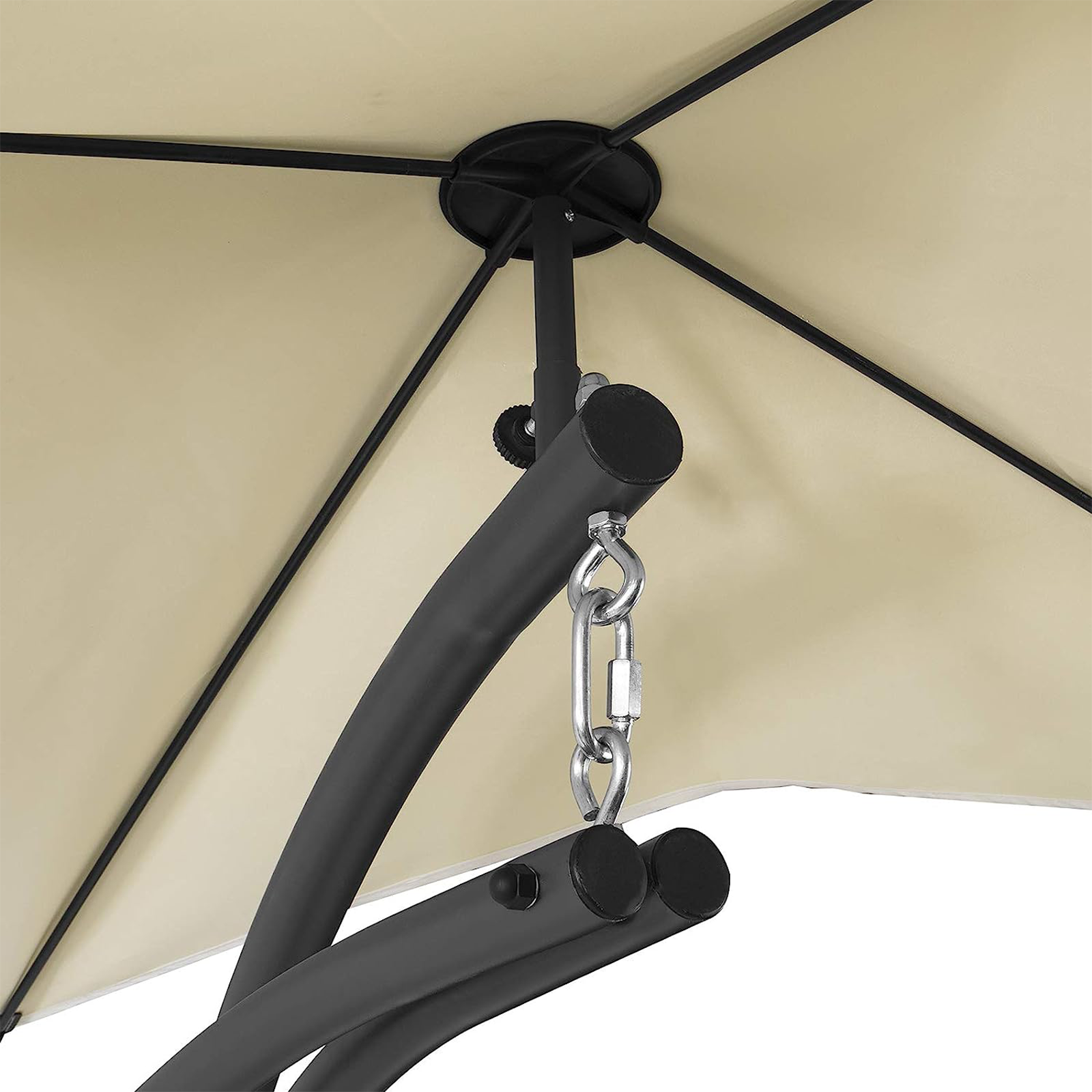 Lettino dondolo da giardino "Ground" in acciaio con cuscino e tettuccio cm 197x104 200h