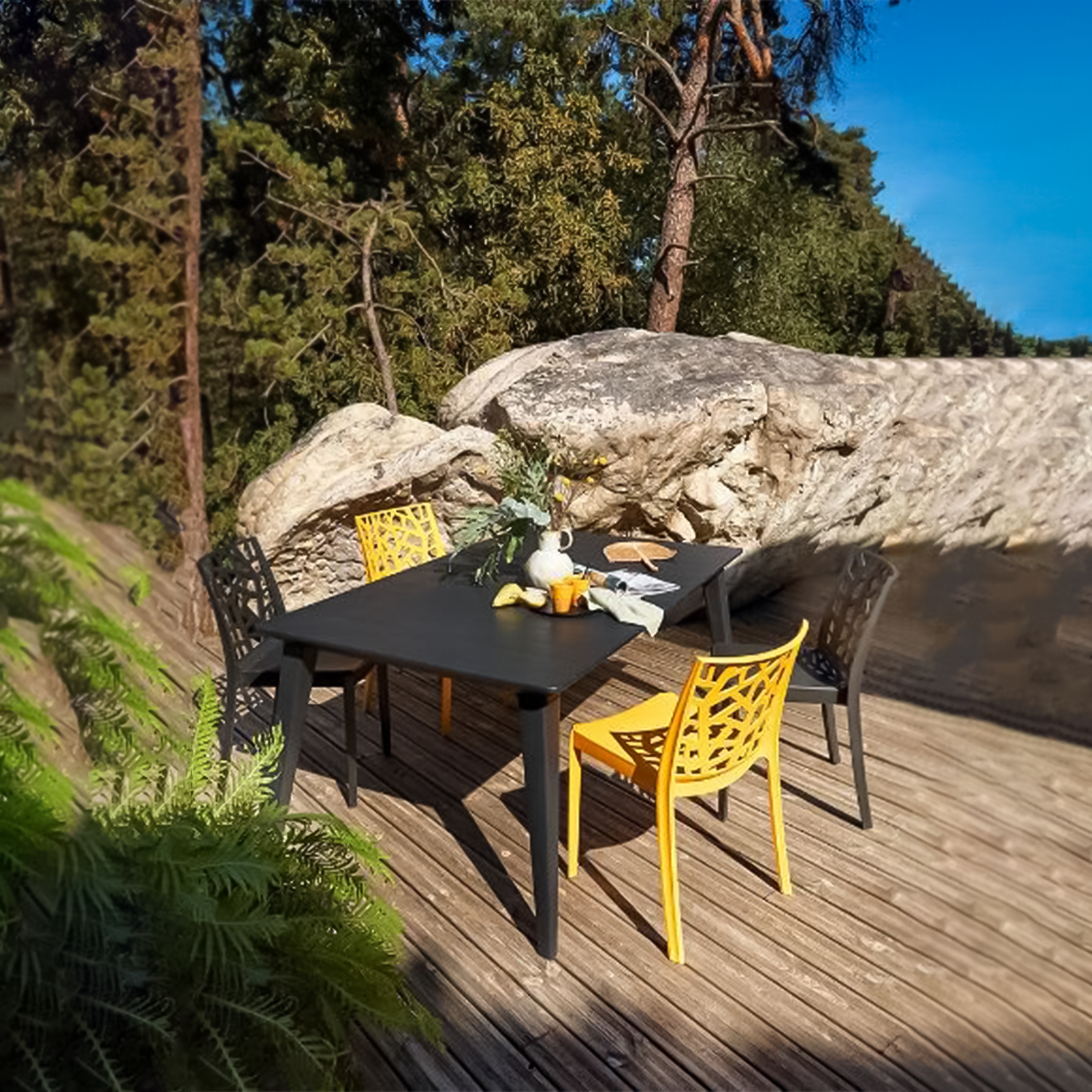 Set di sedie da giardino impilabili "Matrix" in polipropilene resistenti cm 47x55 82h