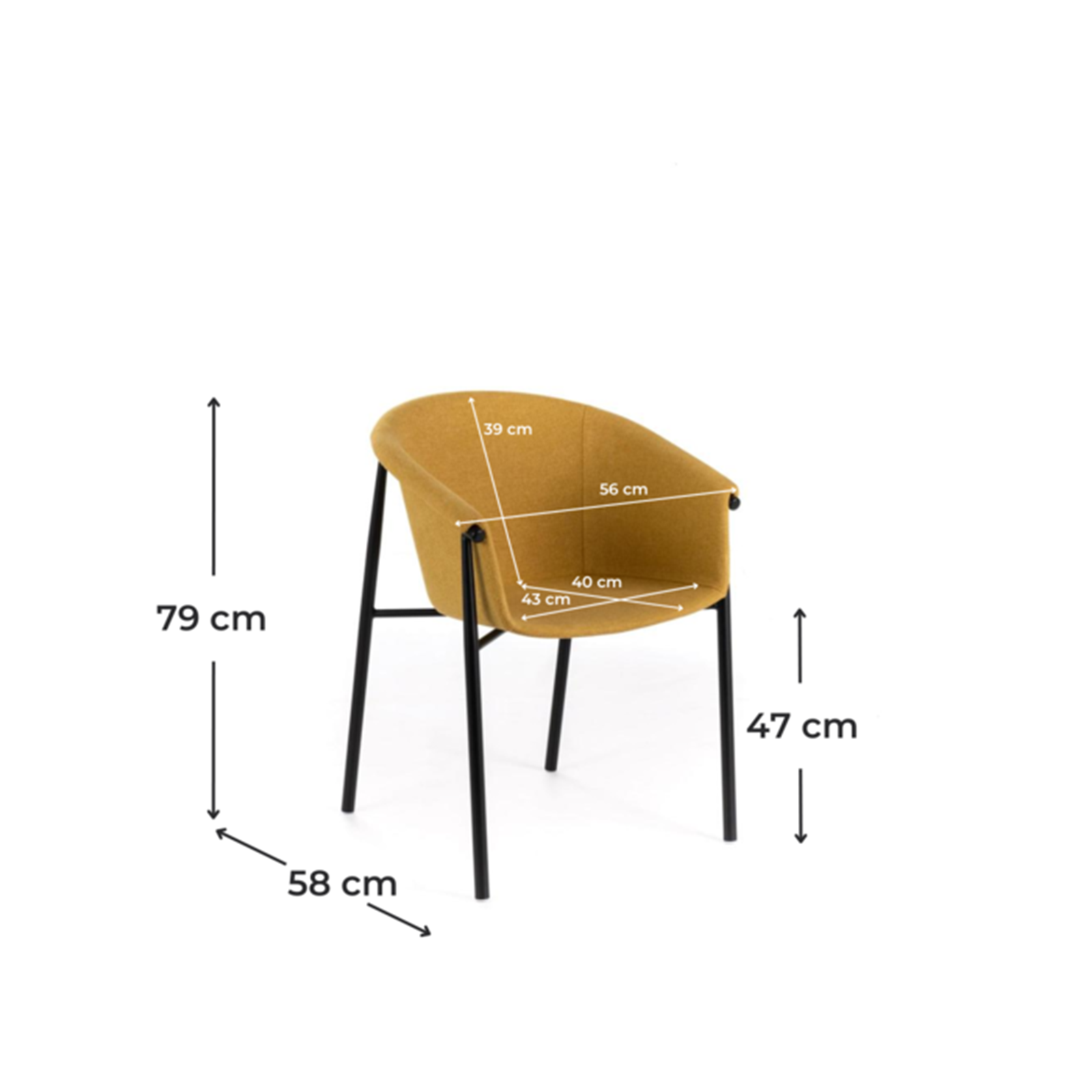 Set di sedie moderne in tessuto "Orchidea" eleganti con struttura in metallo verniciato