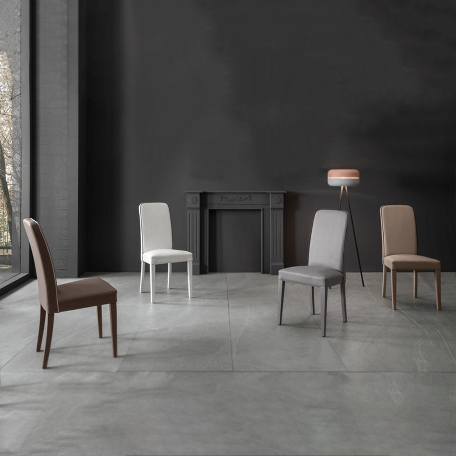 Set di sedie imbottite da soggiorno "Gardenia" moderne in similpelle cm 46x59 99h