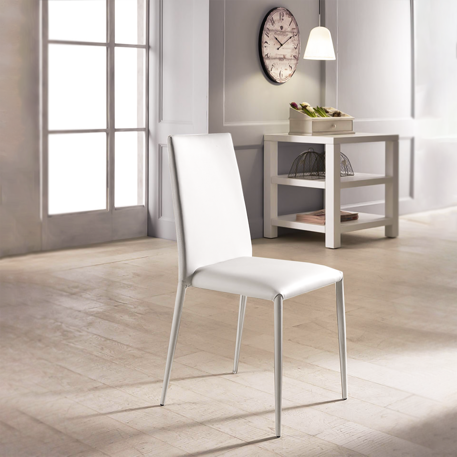 Set di sedie imbottite "Lavanda" moderne in similpelle da soggiorno impilabili cm 42x40 96h