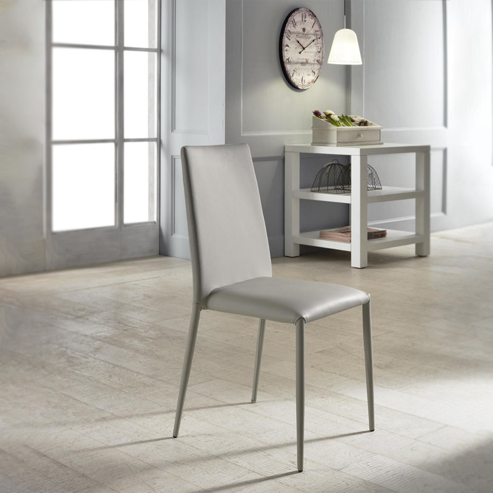 Set di sedie imbottite "Lavanda" moderne in similpelle da soggiorno impilabili cm 42x40 96h