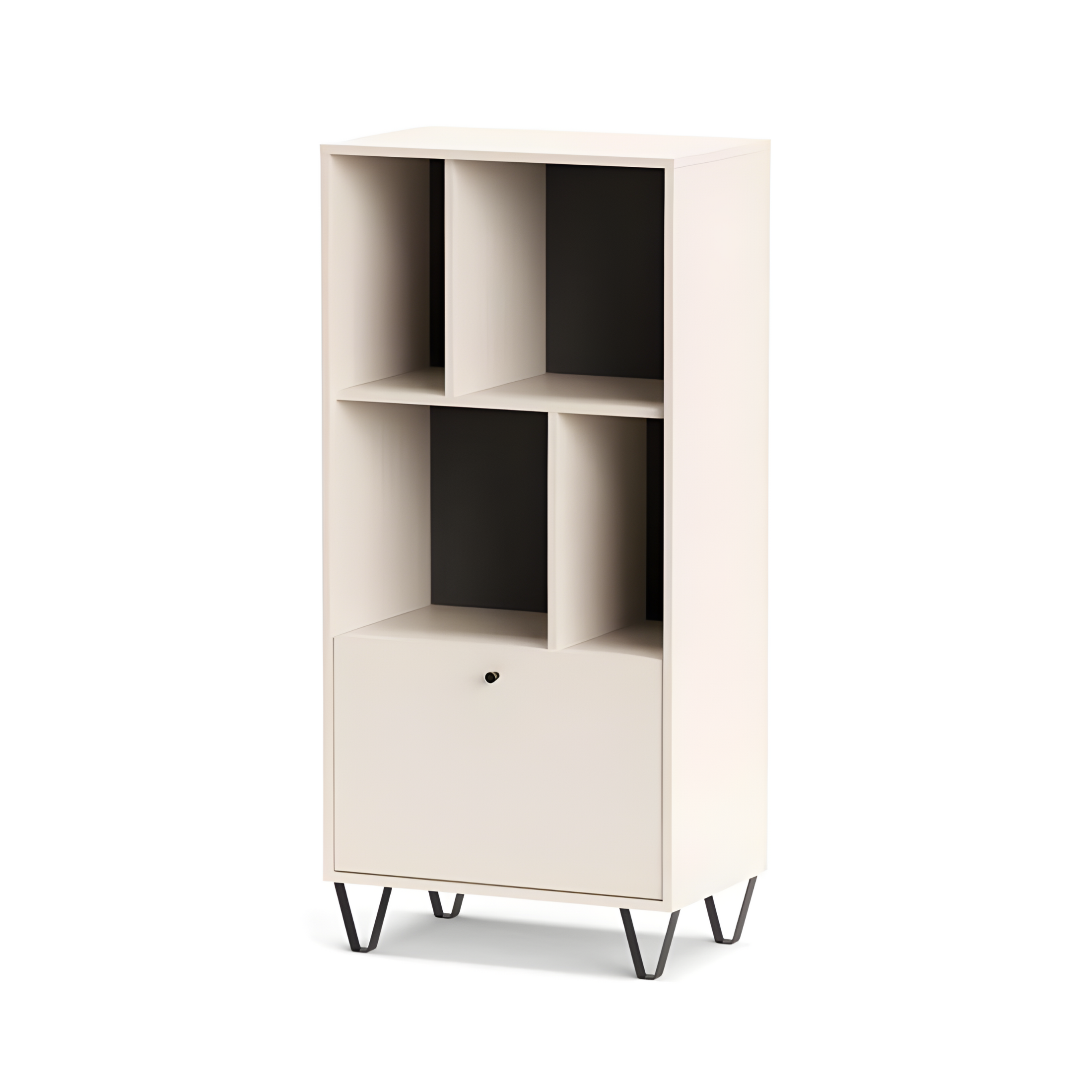 Credenza alta con vani a giorno "Aldo" in legno con piedini rialzati cm 63x40 135h