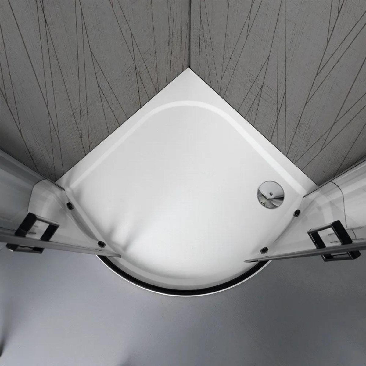 Box doccia semicircolare "Cielo" in vetro trasparente e profilo nero opaco h 190 cm - MondoViro