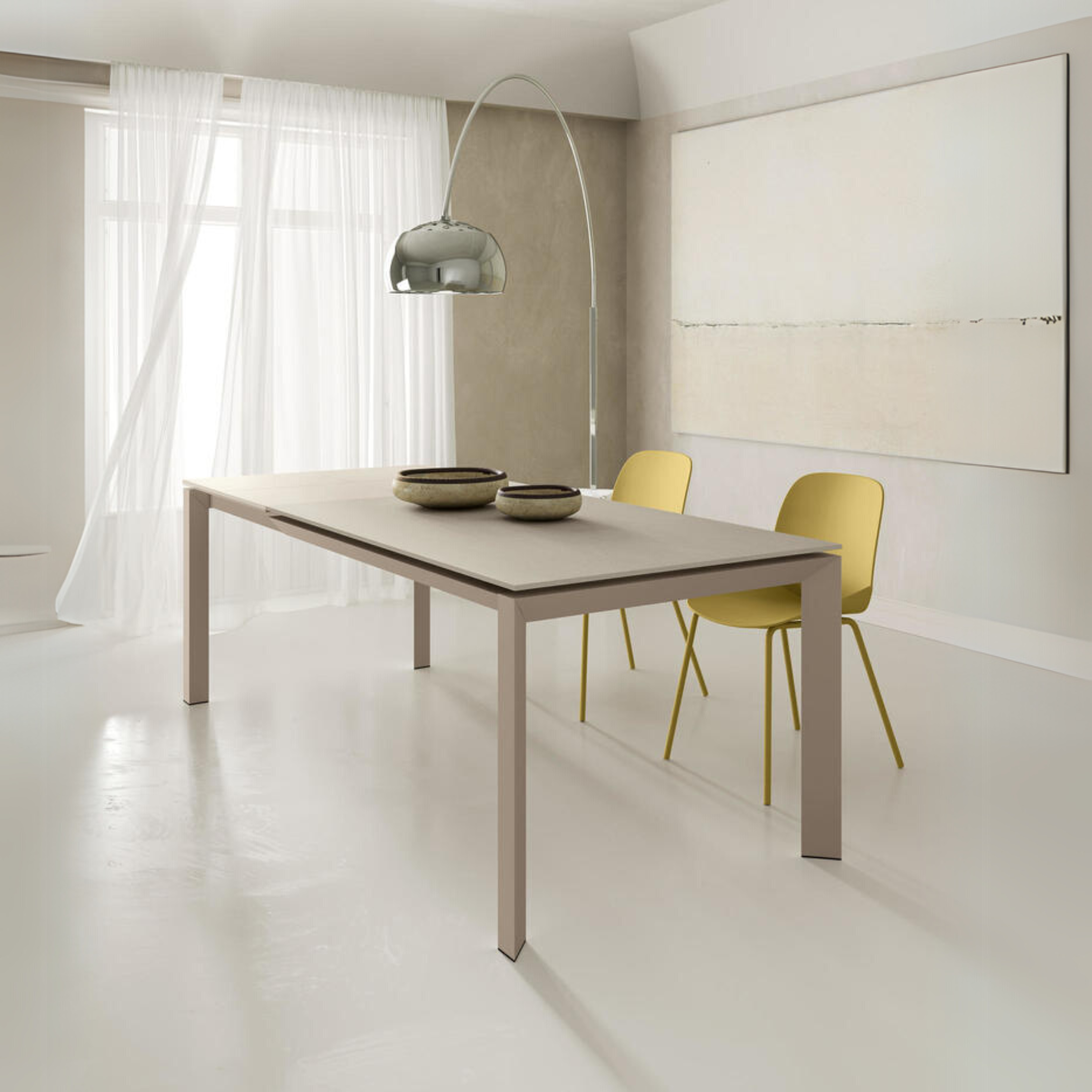 Tavolo allungabile moderno "Filo 24" piano in ceramica gambe in alluminio cm 140/220x90 75h