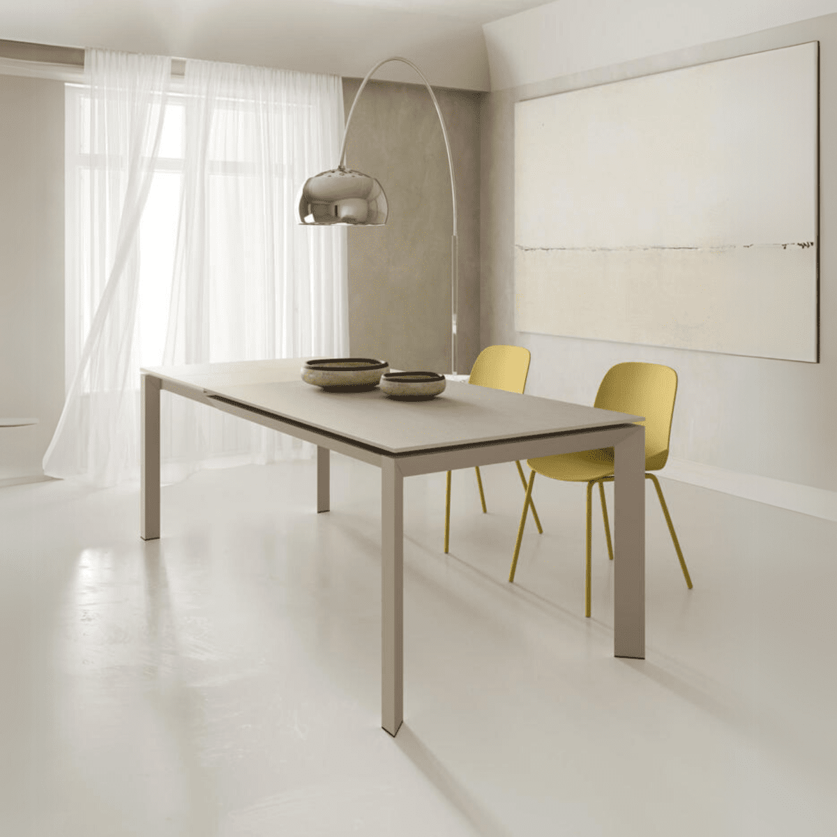 Tavolo allungabile moderno "Filo 24" piano in ceramica gambe in alluminio cm 140/220x90 75h - MondoViro