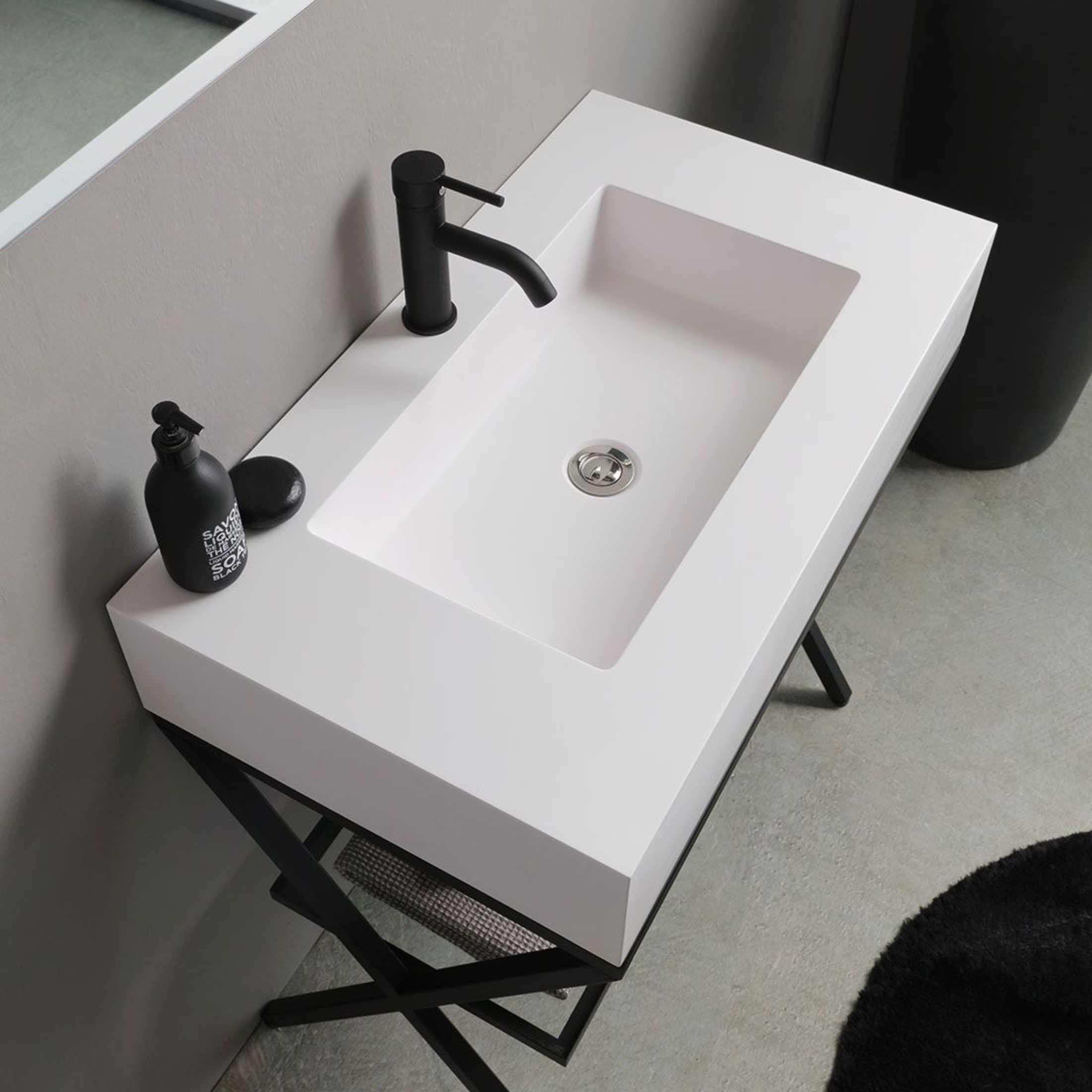 Mobile bagno a terra "Cartagena white" con specchio LED e mensola in vetro 80 cm