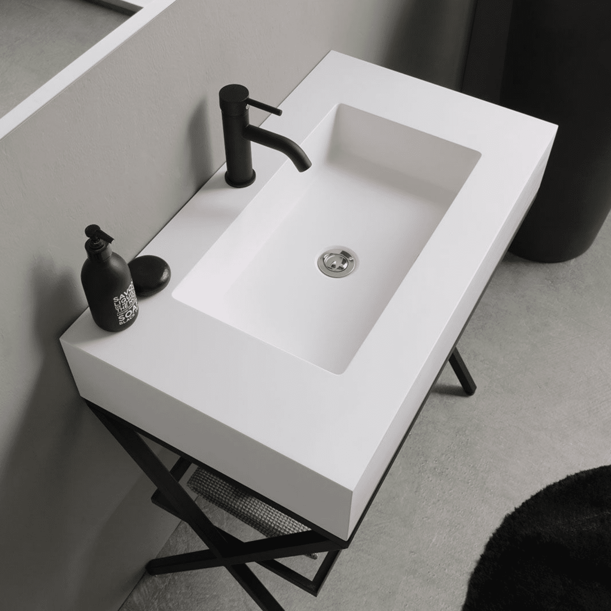 Mobile bagno a terra "Cartagena white" con specchio LED e mensola in vetro 80 cm - MondoViro