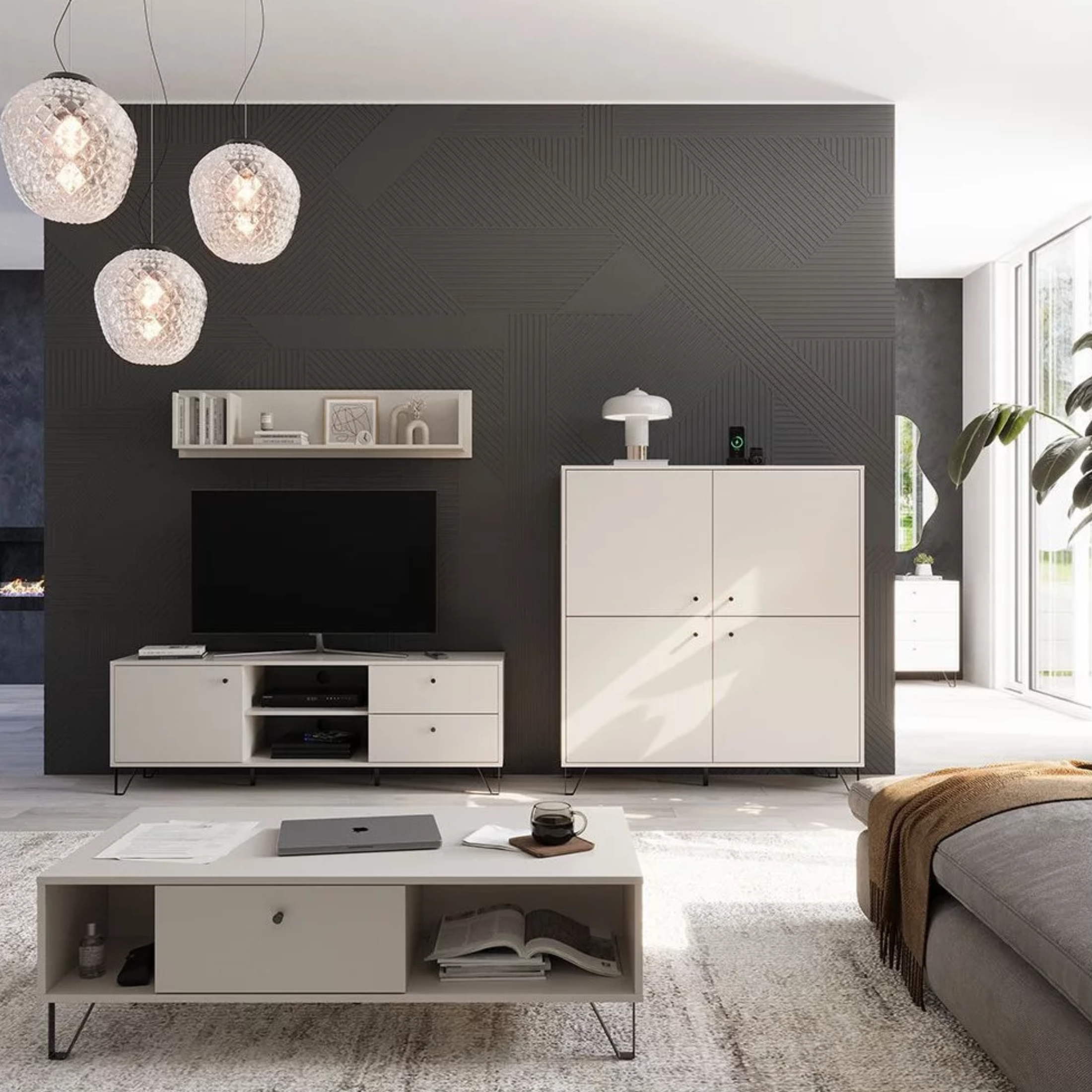 Mobile credenza "Aldo" in legno con piedini rialzati cm 123x40