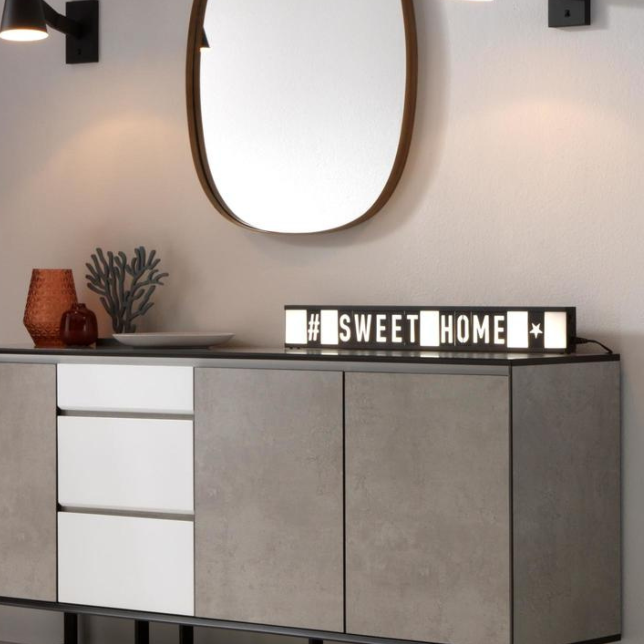 Lampada LED da tavolo in metallo "Naos" insegna con lettere cm 80x3 10h