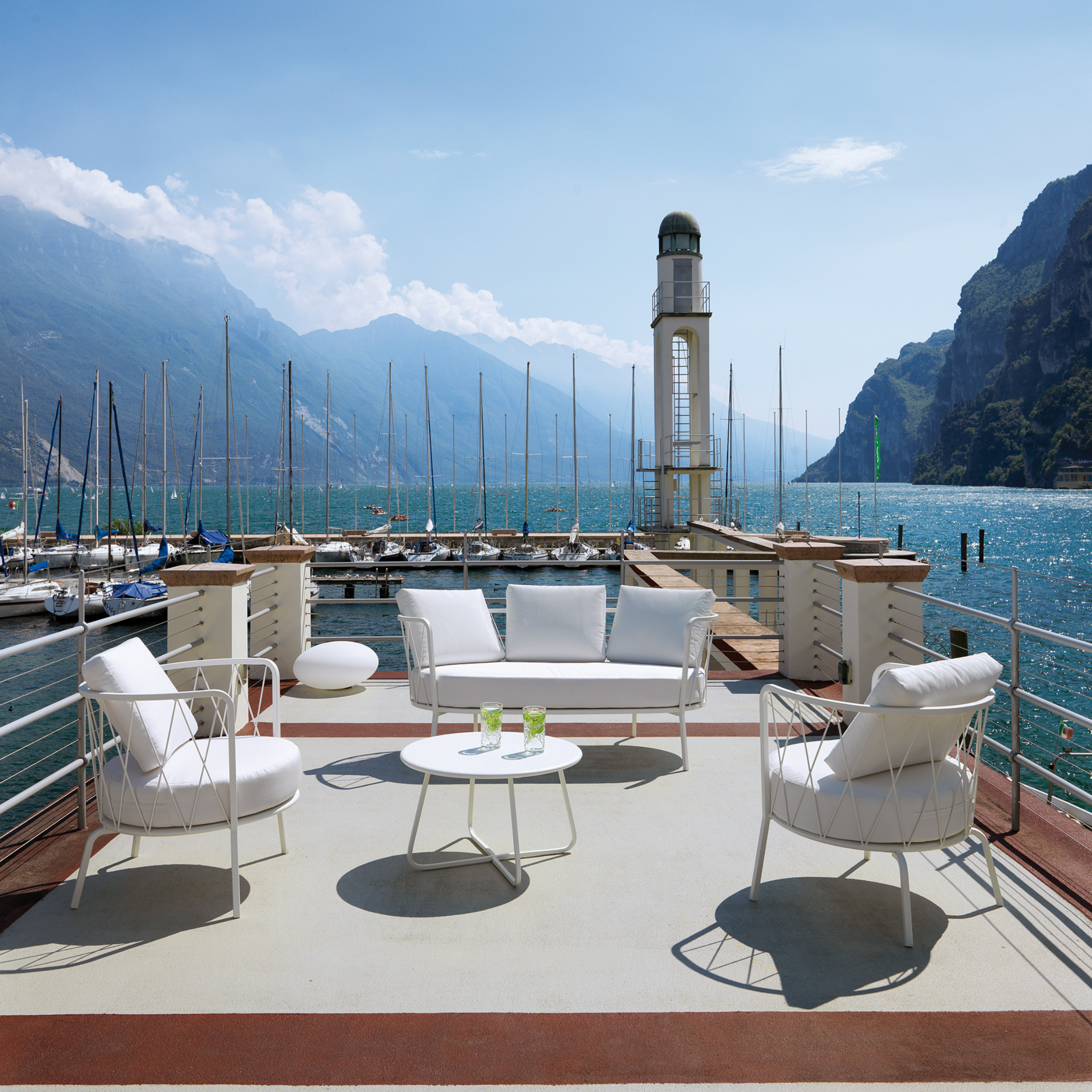 Divano da giardino 2 posti in metallo zincato "Daisy13" sedia lounge cm 160x73 71h