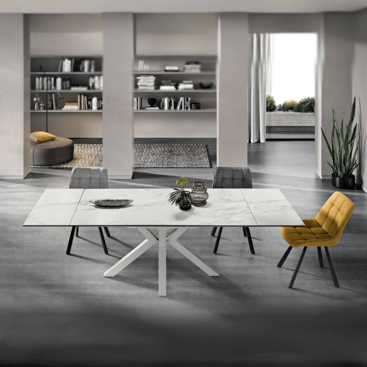 Tavolo moderno allungabile "Artik" con base in metallo fino a 10 posti - MondoViro