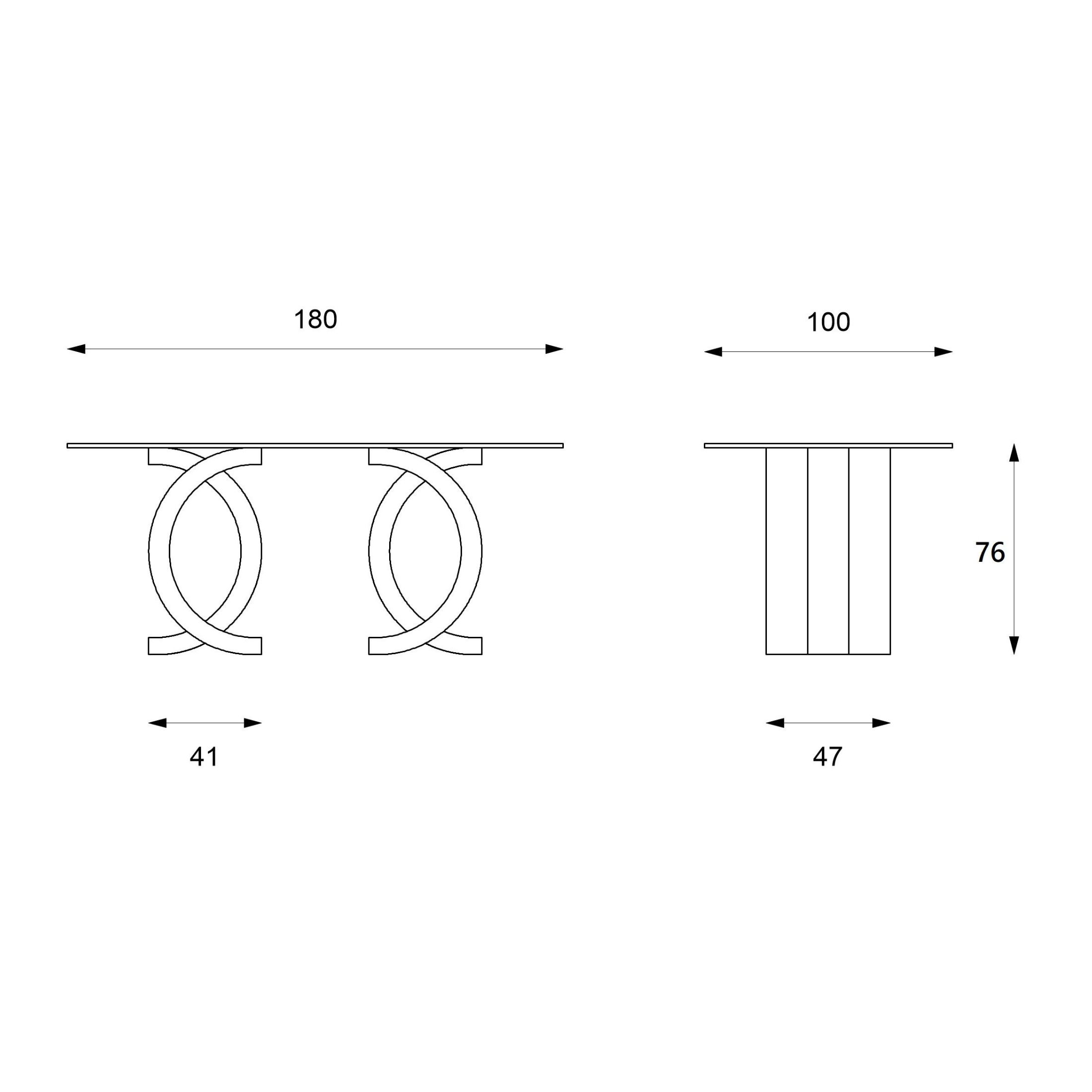Tavolo da pranzo in pietra "Coco" top in vetro temperato cm 180x100 76h