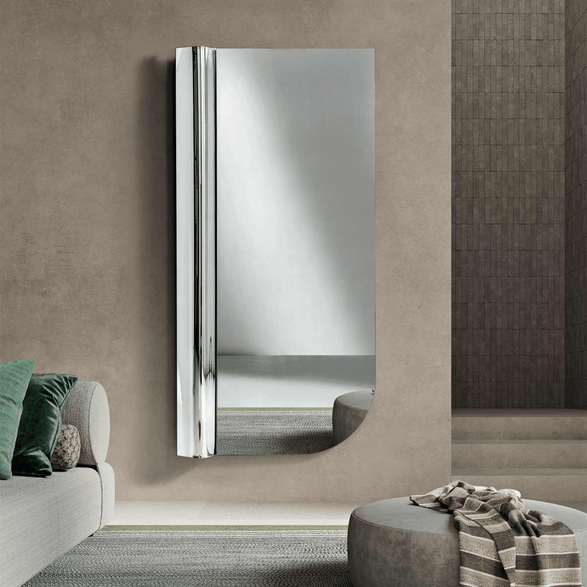 Specchio decorativo "Sinuo" in vetro fuso con onda versatile - MondoViro