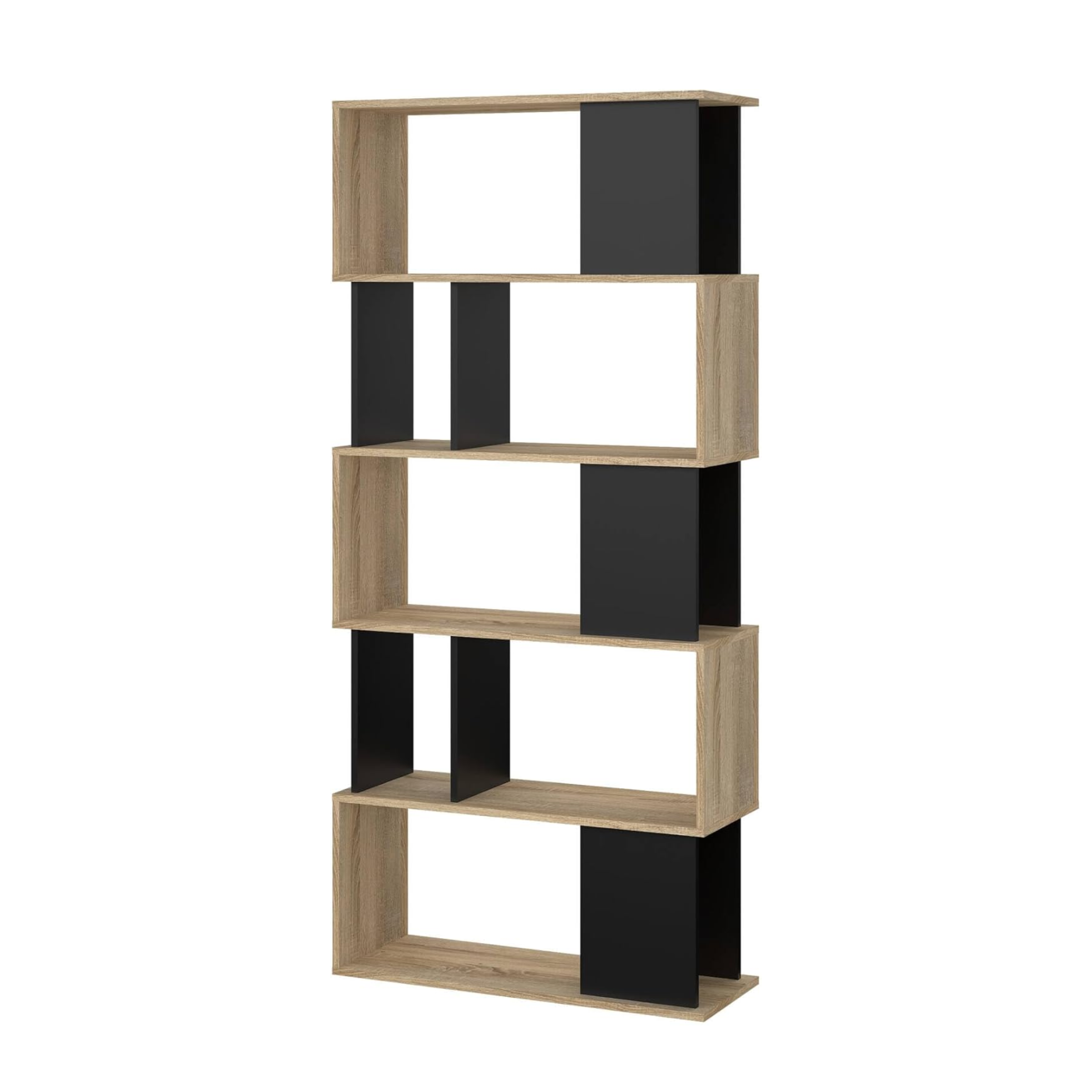 Libreria moderna alta a giorno "Maze" 5 ripiani in legno da soggiorno cm 80x29,5 173,5h