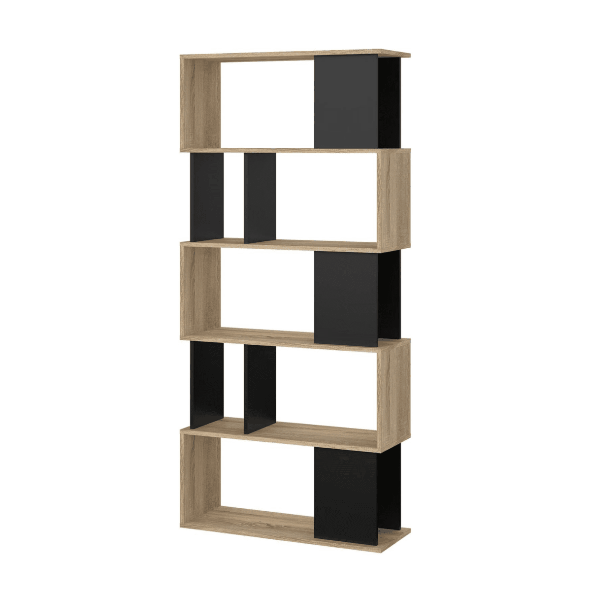Libreria moderna alta a giorno "Maze" 5 ripiani in legno da soggiorno cm 80x29,5 173,5h - MondoViro