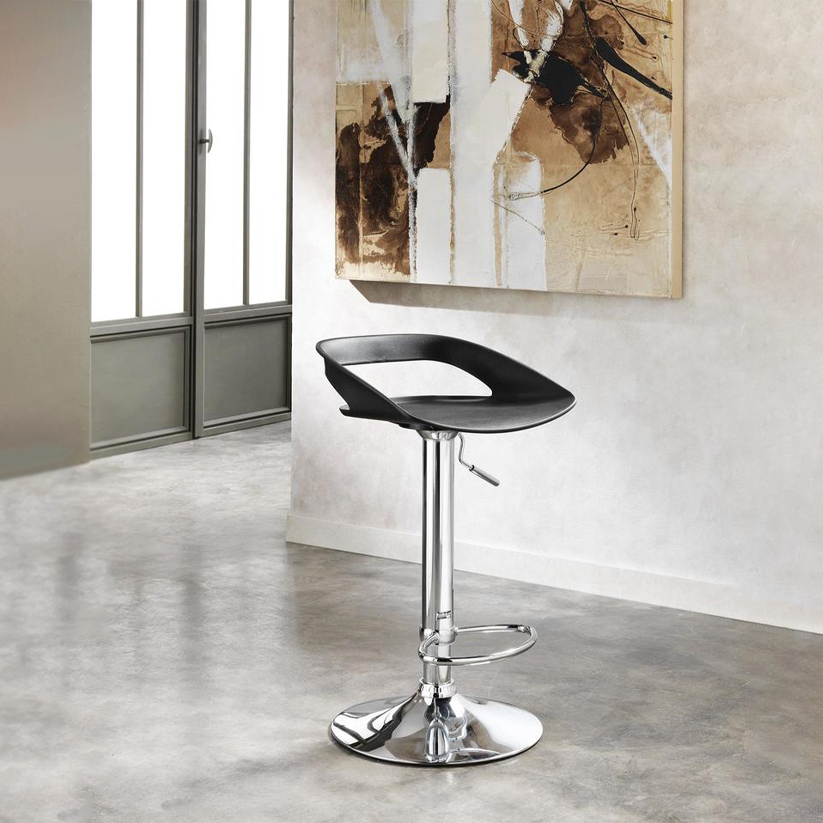 Set di sgabelli alti "Glenda" in polipropilene elevazione a gas poggiapiedi cm 40x40 69h