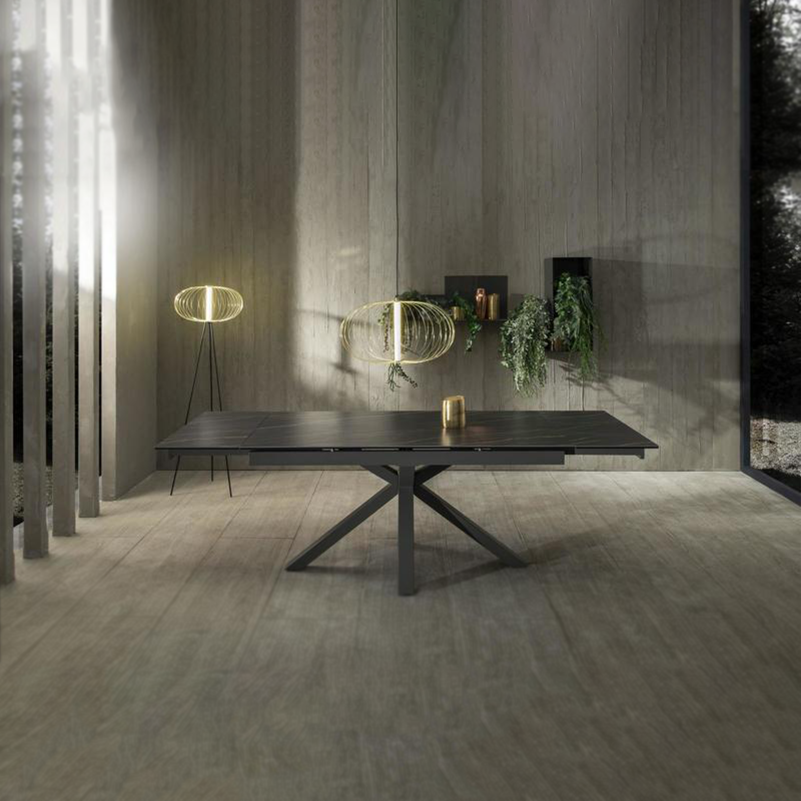 Tavolo allungabile "Daniel" piano su vetro temperato cm 160/240x90 76h