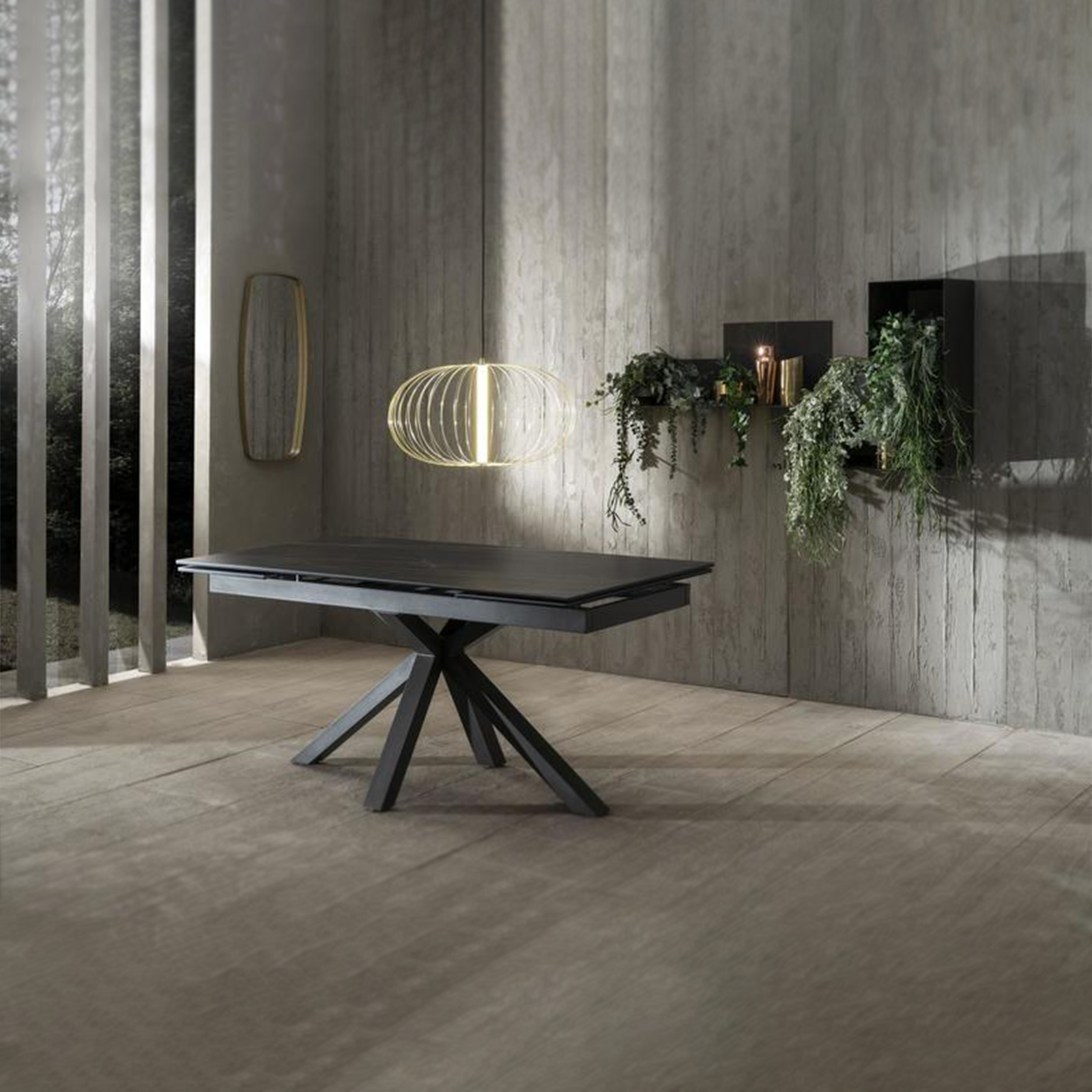 Tavolo allungabile "Daniel" piano su vetro temperato cm 160/240x90 76h