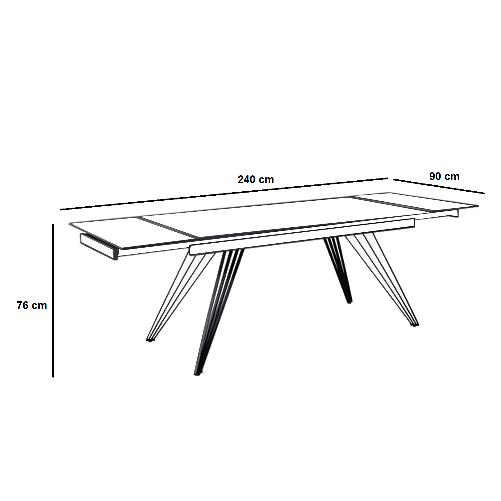 Tavolo allungabile "David1" piano in ceramica cm 160/240x90 76h