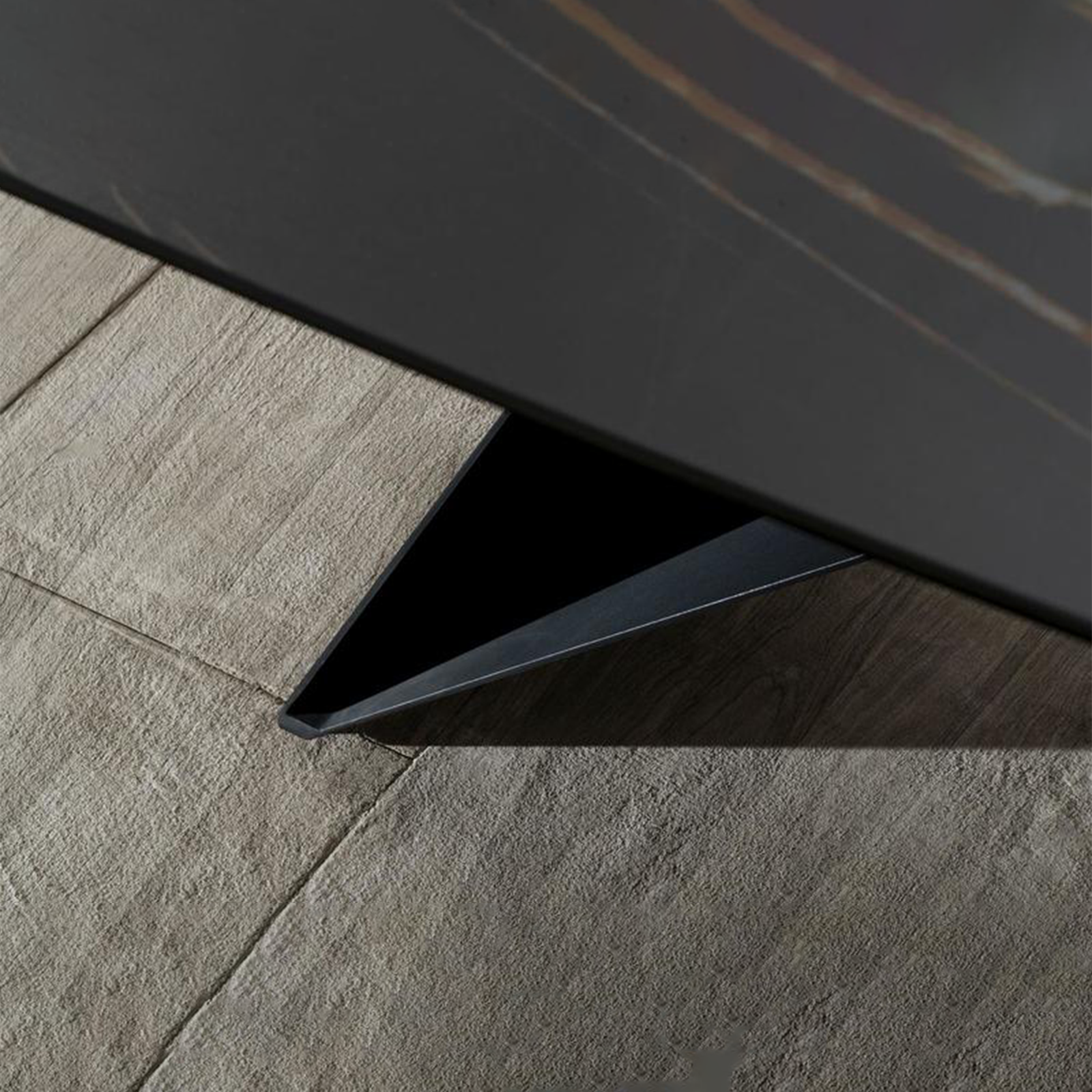 Tavolo moderno fisso "Loyra"in ceramica su vetro temperato effetto marmo cm 220x110 76h