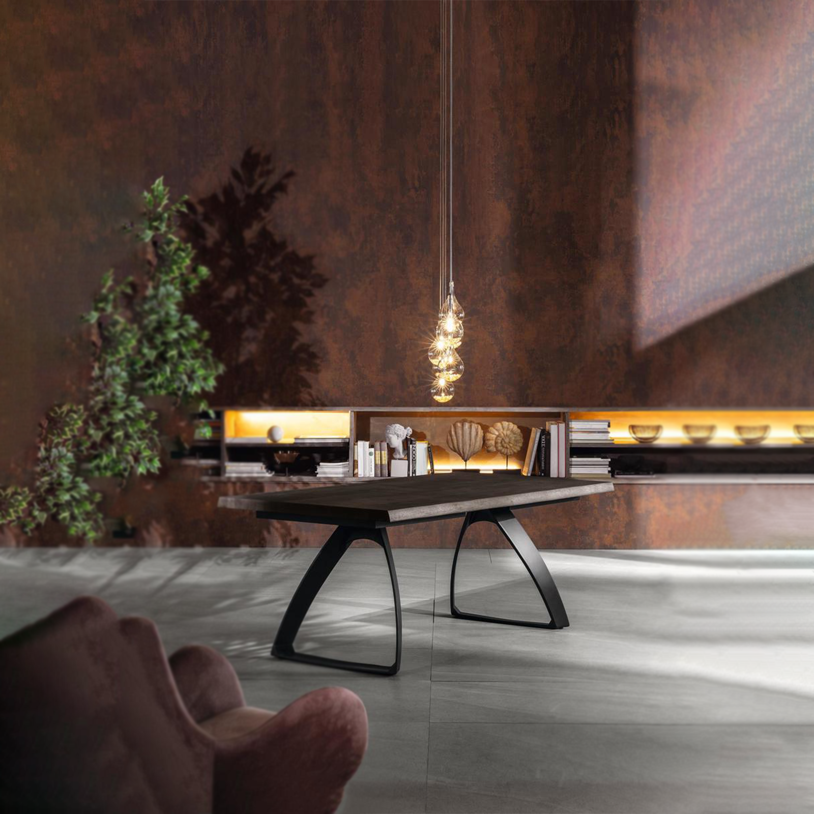 Tavolo allungabile "Barret" piano in legno e gambe in metallo cm 240x90 76h