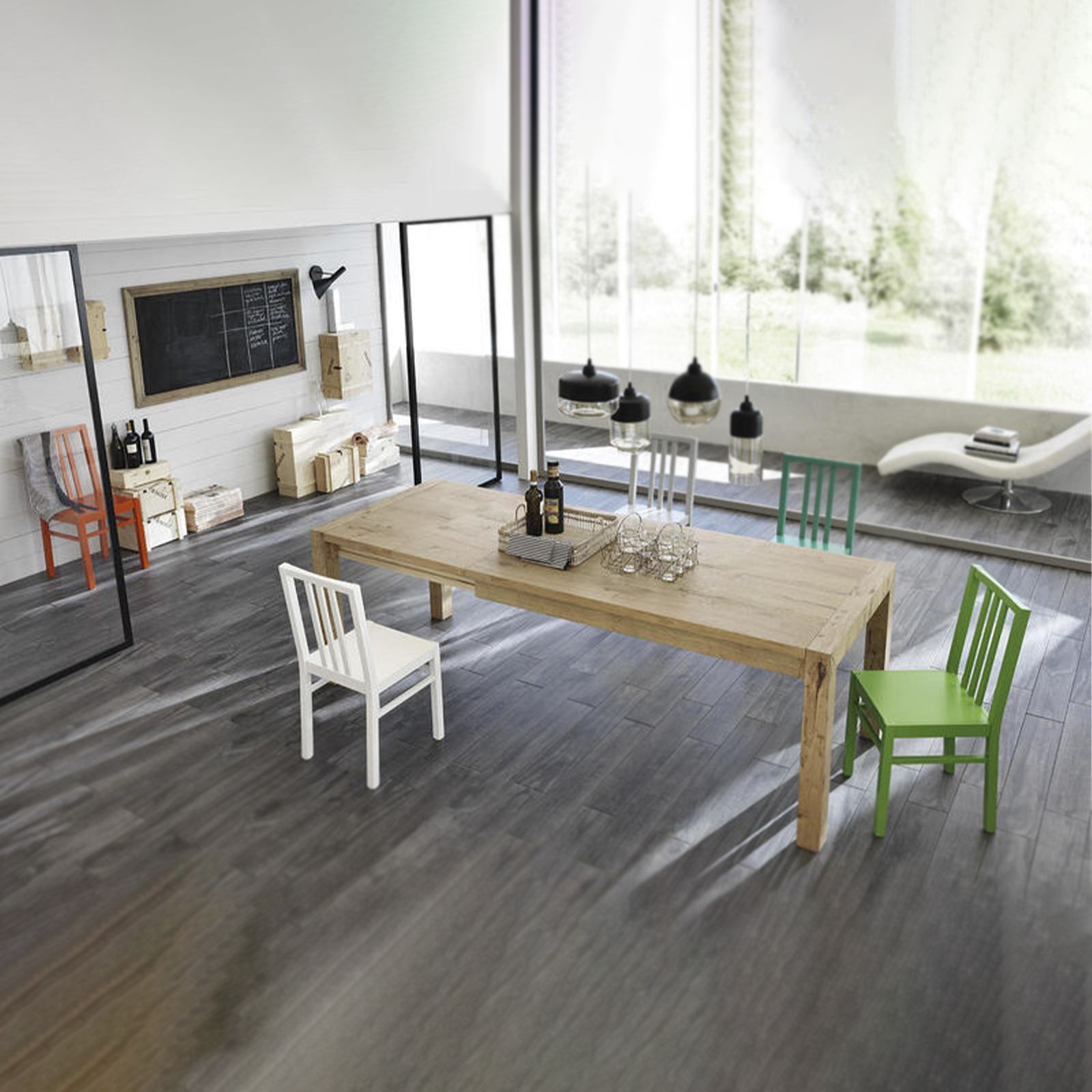 Tavolo allungabile "Ethan" piano e gambe in legno cm 160/240x90 76h