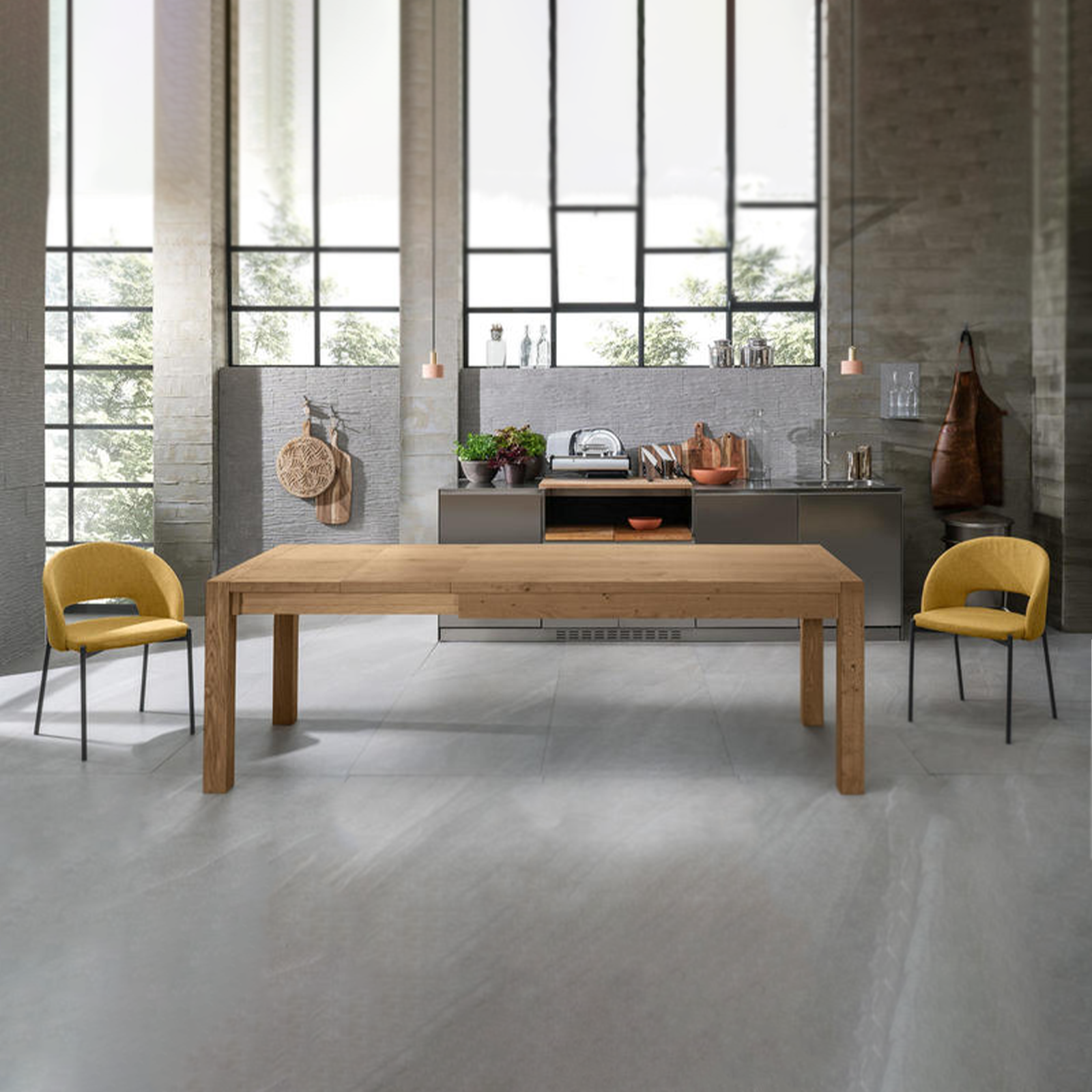 Tavolo allungabile "Ethan" piano e gambe in legno cm 160/240x90 76h