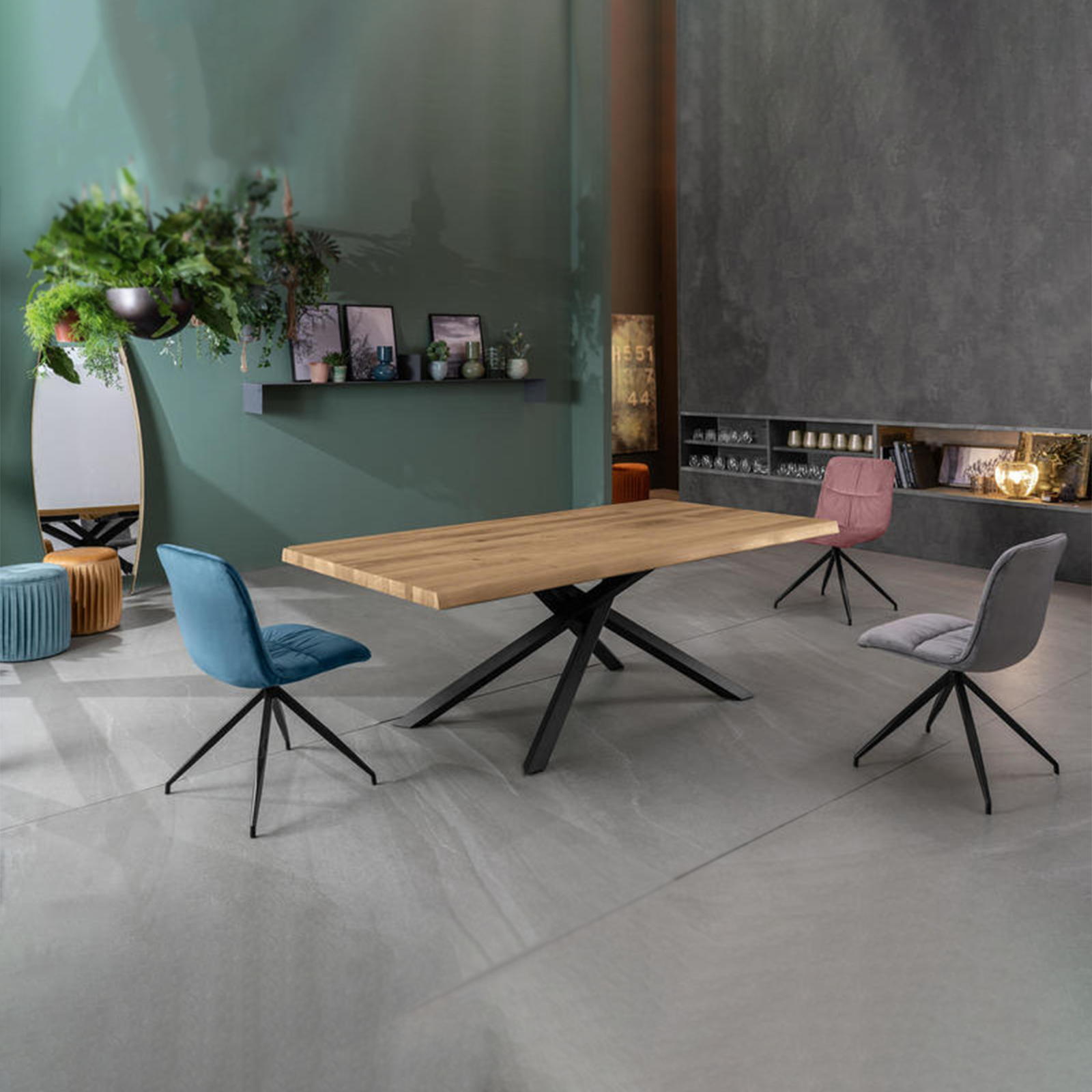 Tavolo allungabile "Théodore" piano in legno e gambe in metallo cm 160/240x90 76h