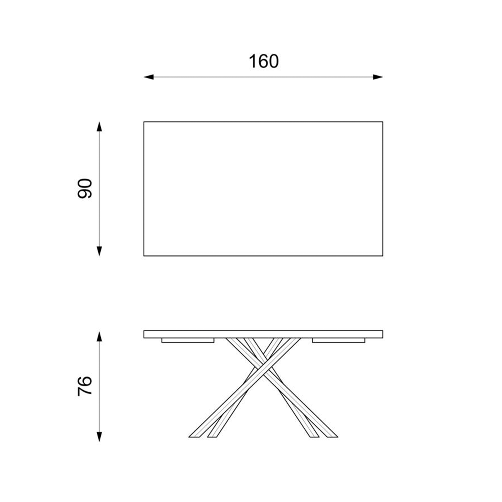 Tavolo fisso piano in legno "Théodore" gambe in metallo cm 160x90 76h