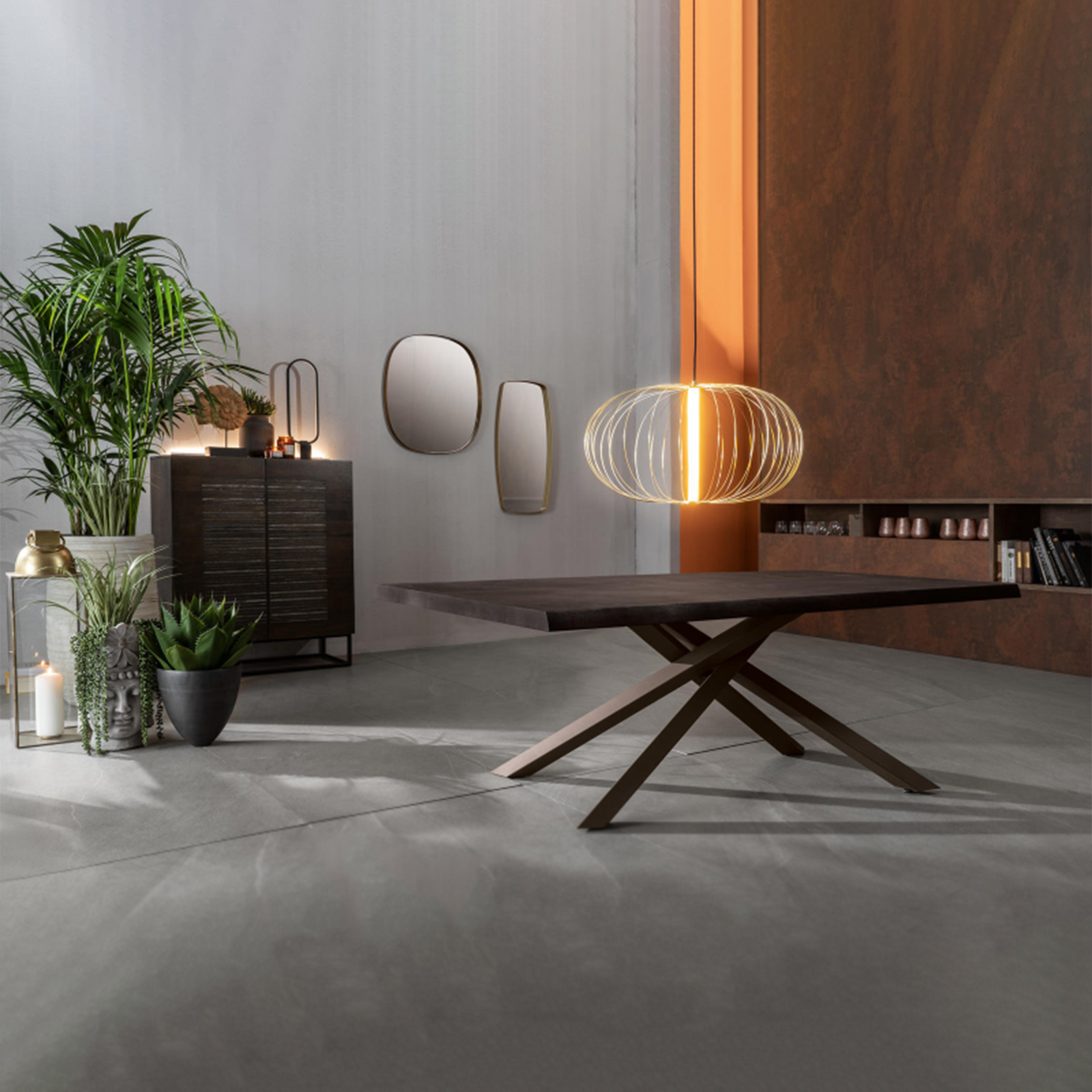 Tavolo allungabile "Théodore" piano in legno e gambe in metallo cm 160/240x90 76h