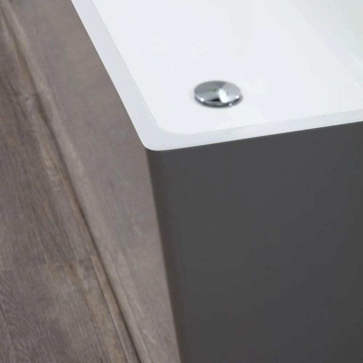 Vasca da bagno squadrata "Yoyo" autoportante in marmo ricomposto bianco cm 159x65 55h - MondoViro