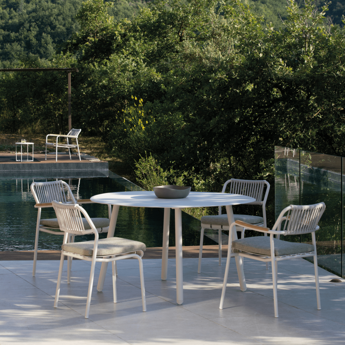 Set di sedie con schienale in corda "Verdea Rope" da giardino impilabili cm 50x60 81h - MondoViro
