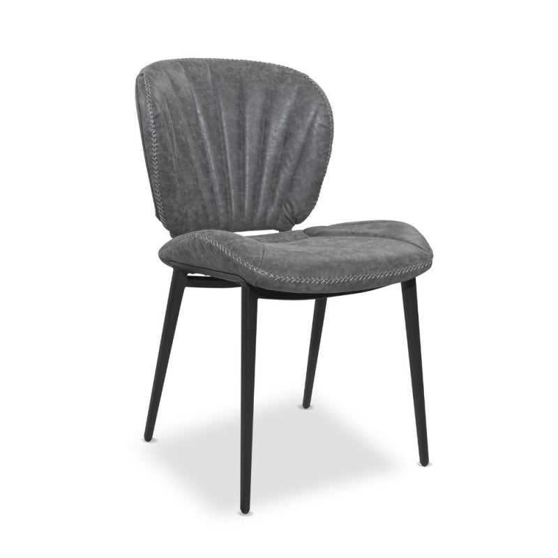 Set di sedie da pranzo "Elice" imbottite in ecopelle con gambe in metallo nere cm 47,5x65,5 85h - MondoViro