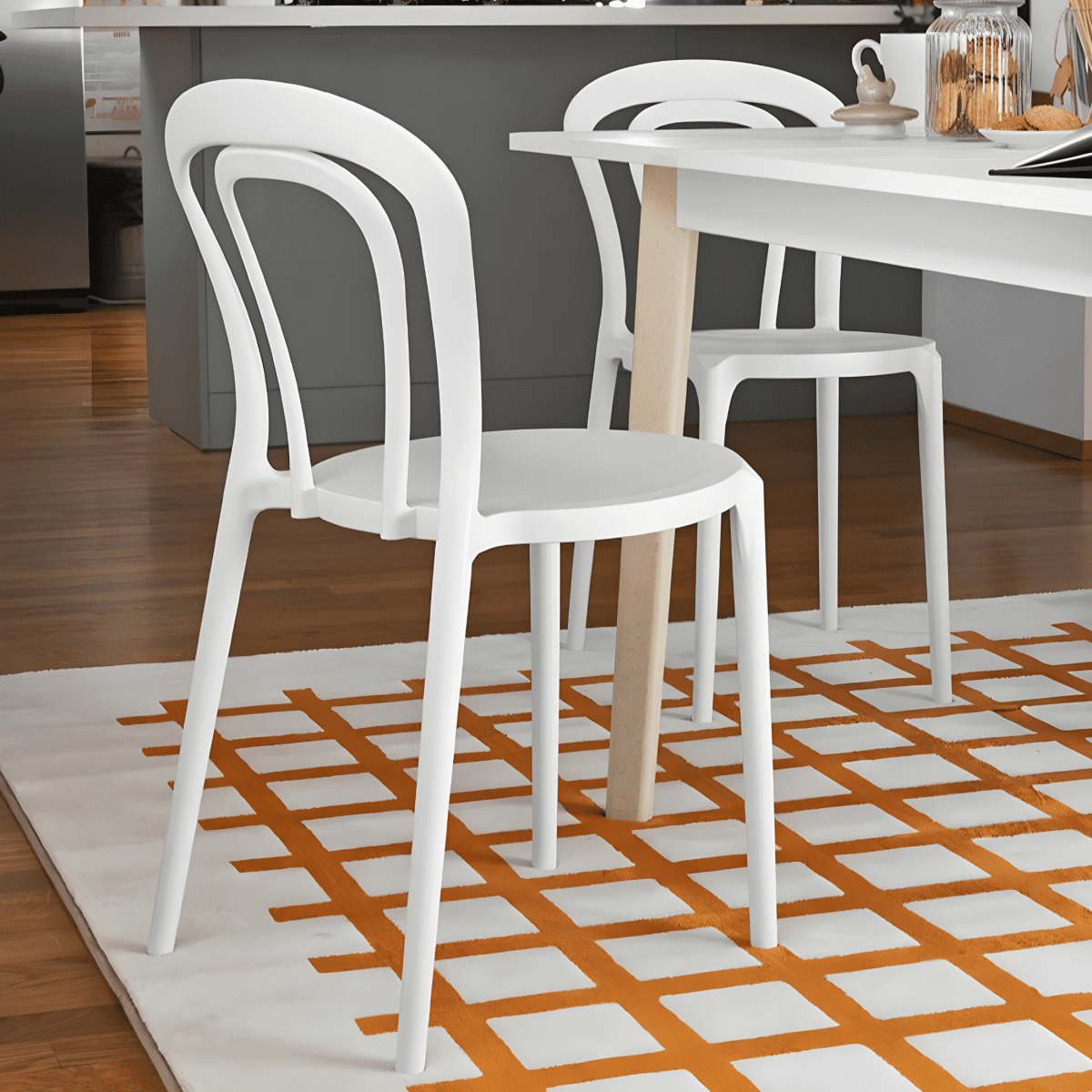 Set di sedie moderne "Caffè" in polipropilene impilabili per esterno e interno cm 53x53 83h - MondoViro