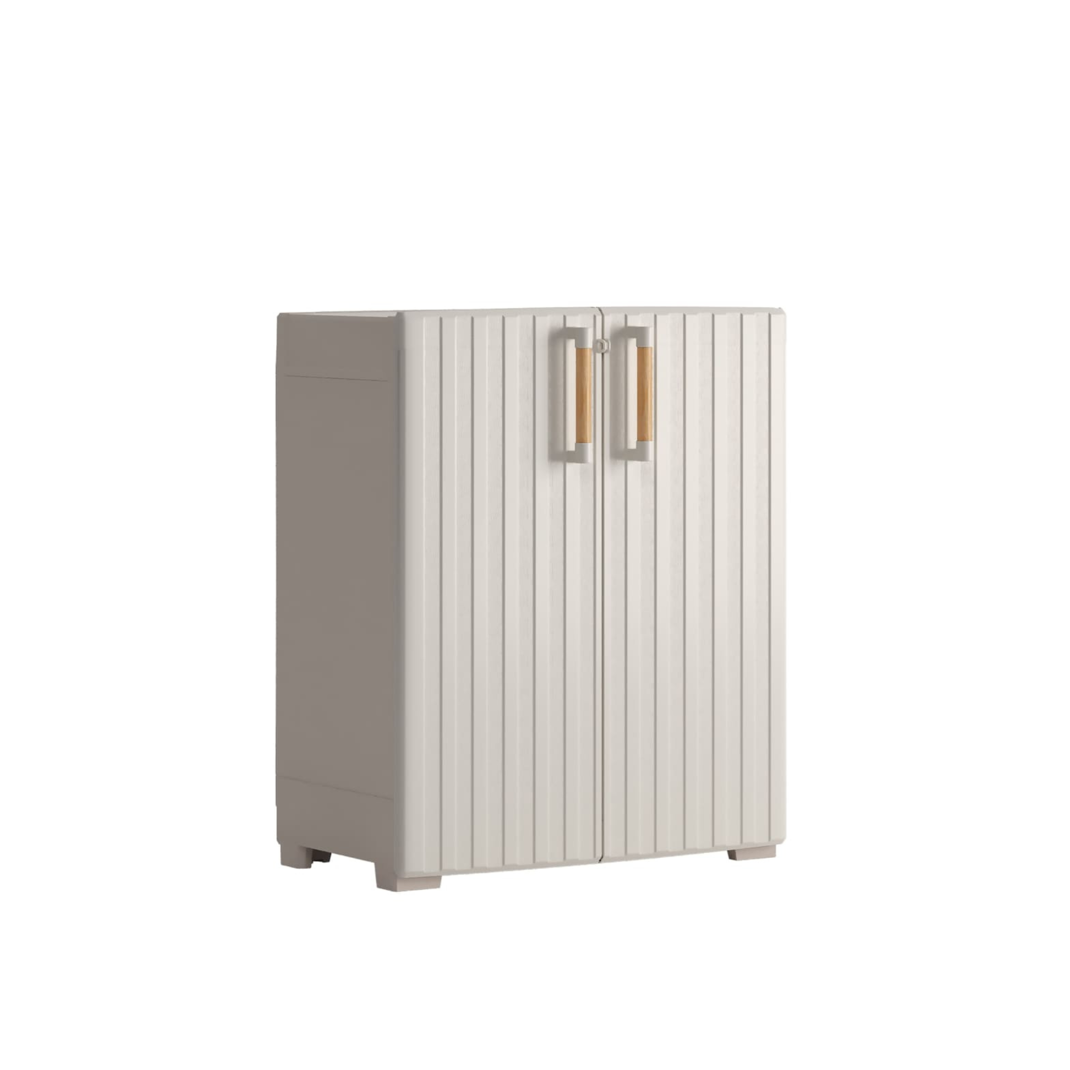 Armadio in resina da giardino "Groove" con ripiani interni e piedini rialzati