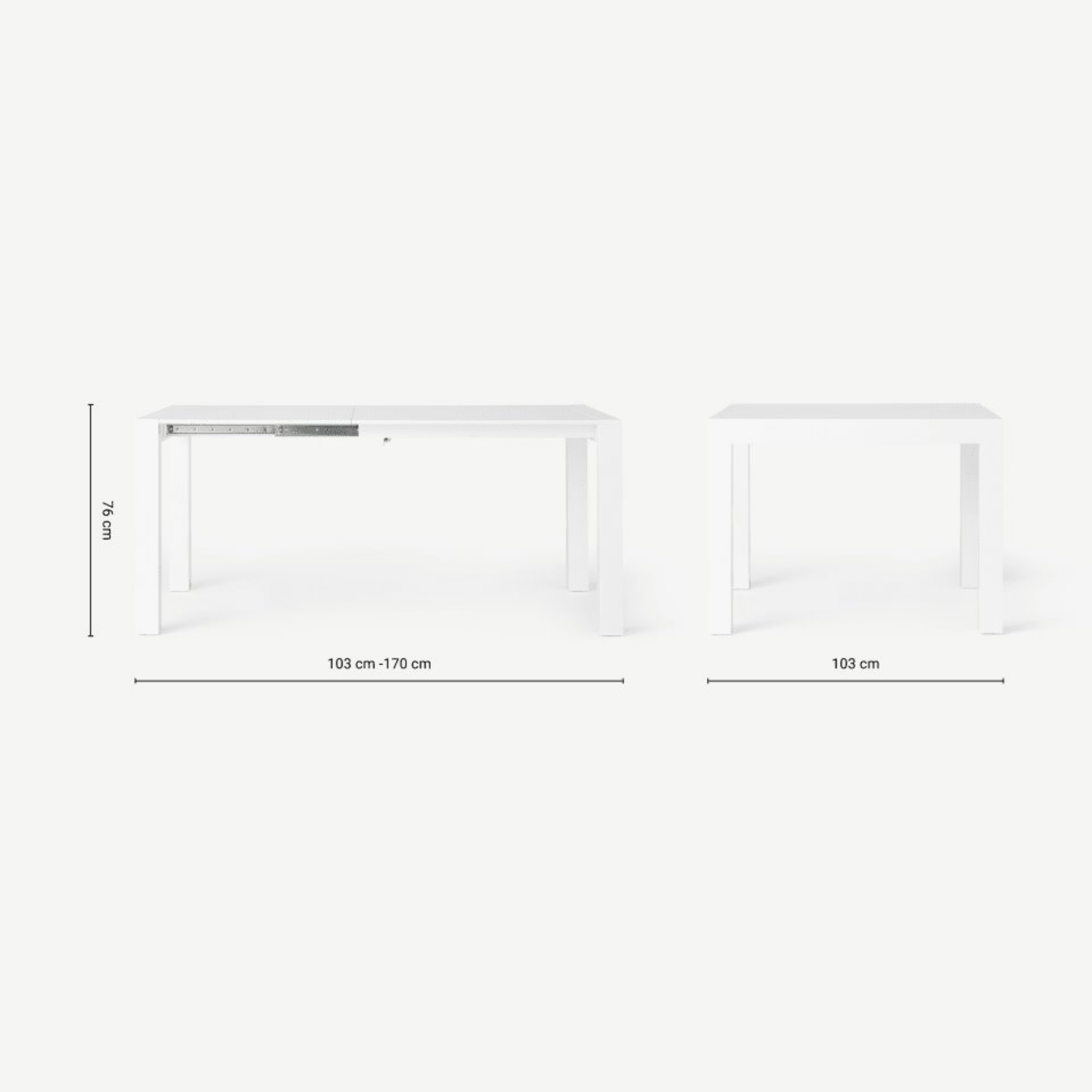 Tavolo allungabile moderno in legno bianco da pranzo "Spike" cm 103/170x90 76h