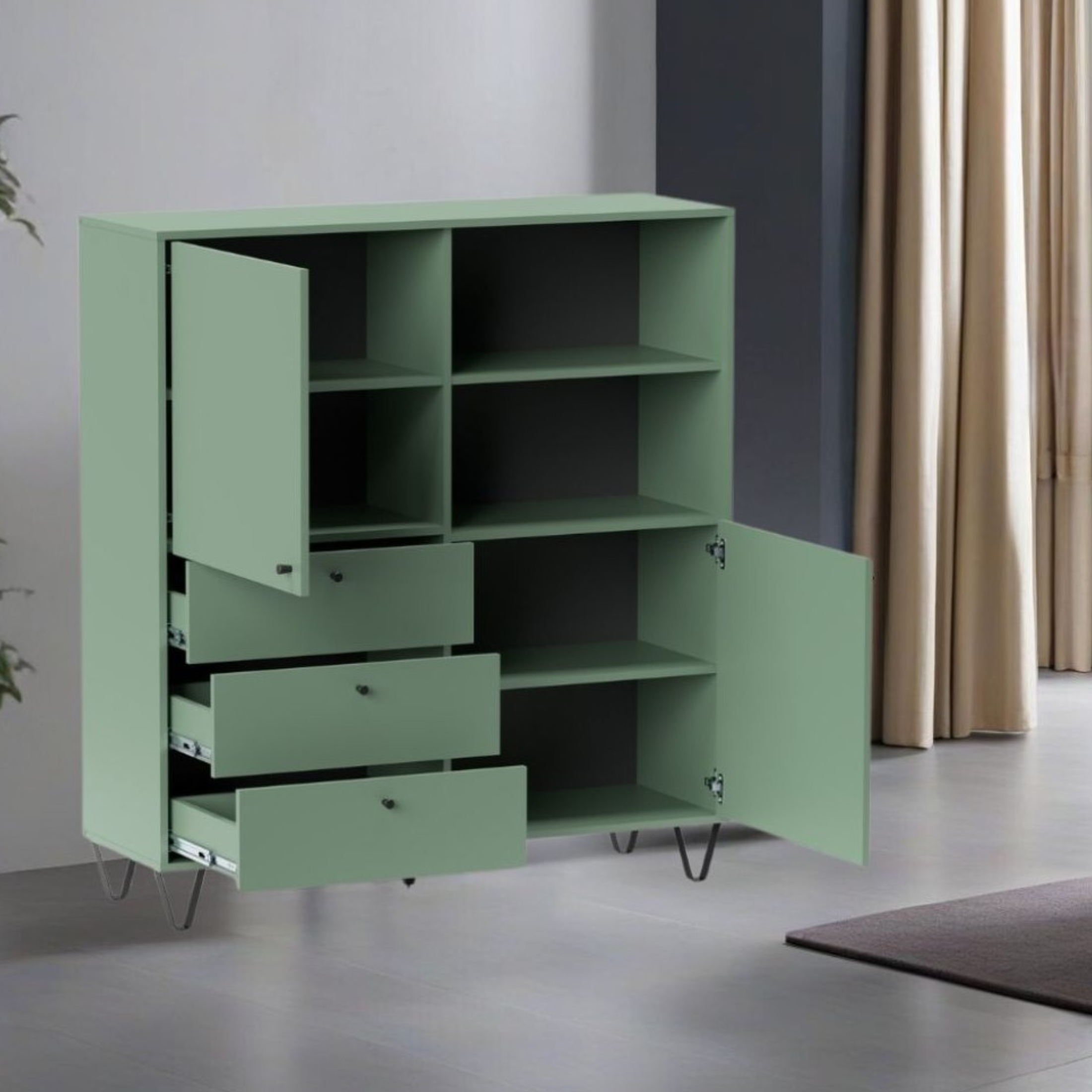 Mobile credenza "Aldo" in legno con piedini rialzati cm 123x40