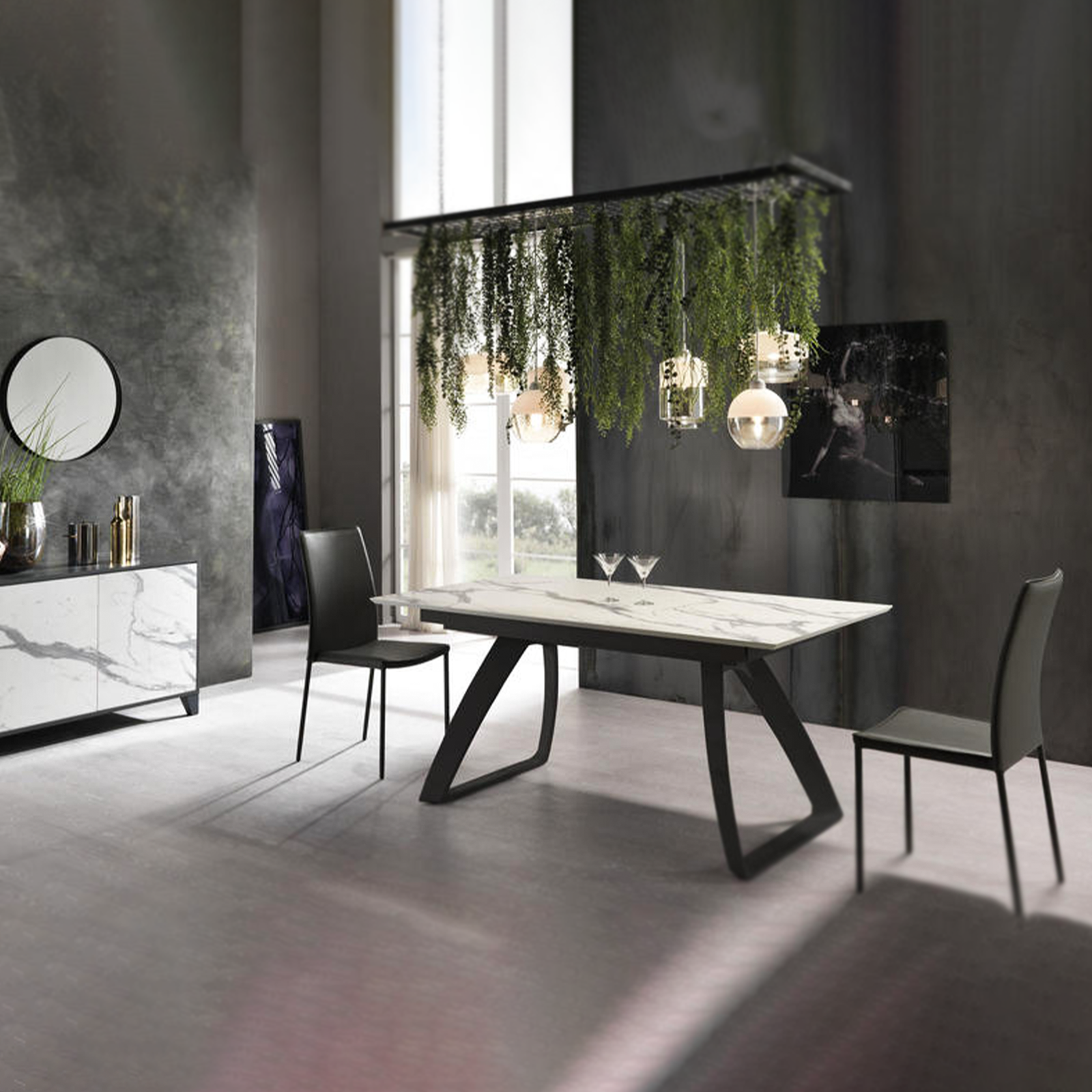 Tavolo allungabile "Hugo" piano in HPL gambe in alluminio 10 posti cm 270x90 76h