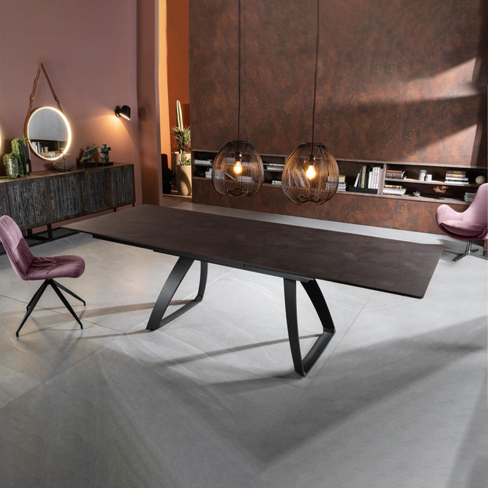 Tavolo allungabile "Hugo" piano in HPL gambe in alluminio 10 posti cm 270x90 76h