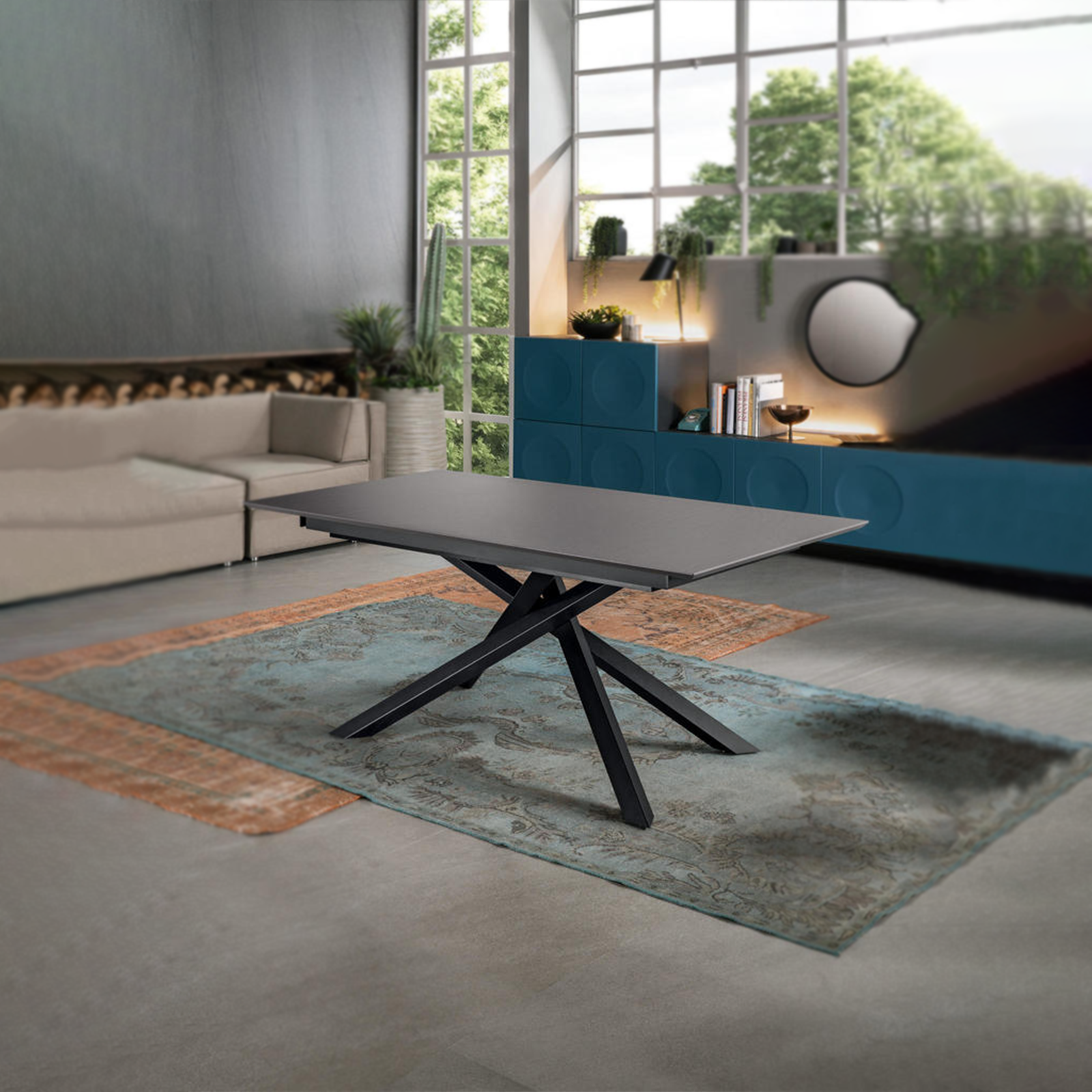 Tavolo allungabile "Jade" piano in HPL gambe in alluminio cm 170/270x90 76h