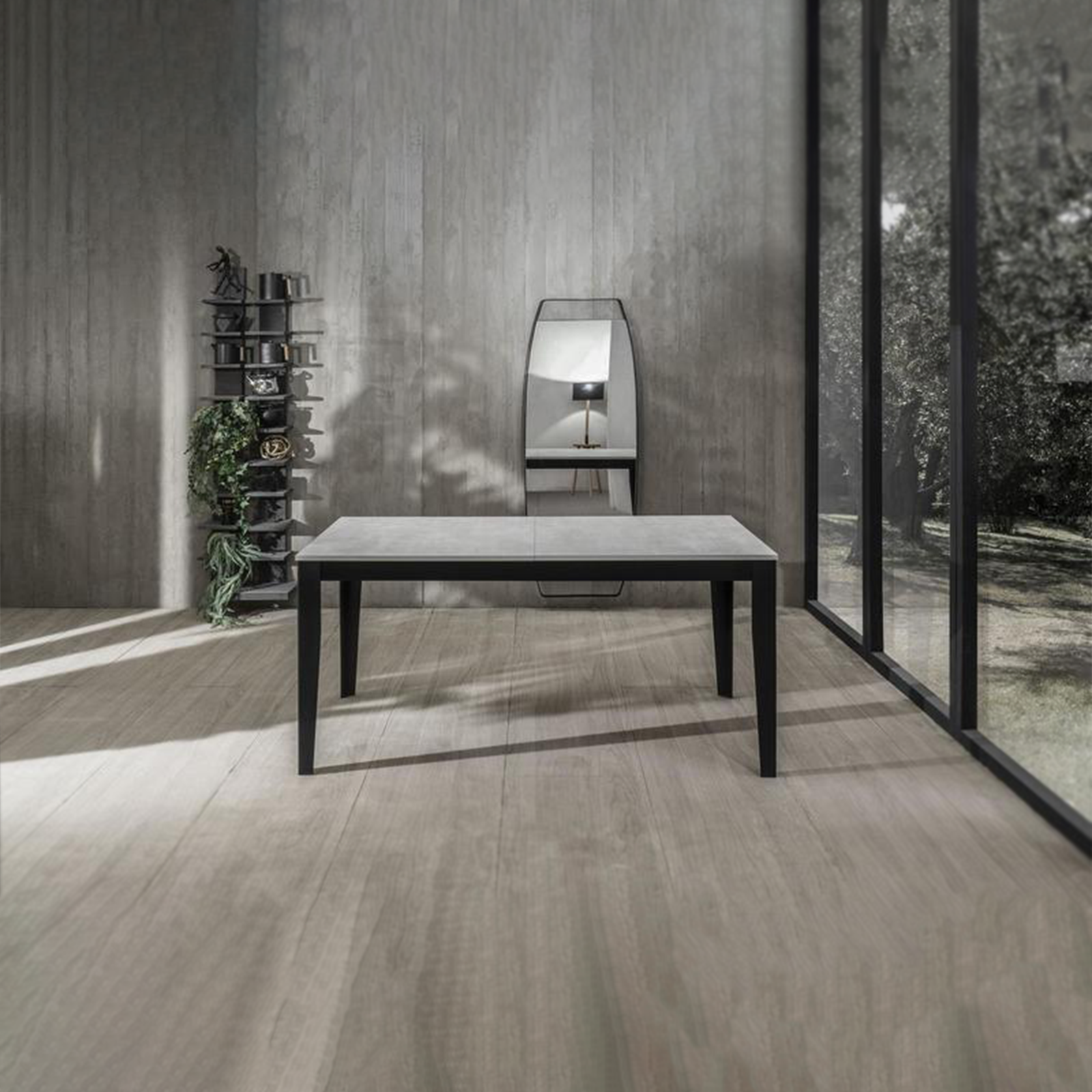 Tavolo allungabile "Blanche" piano melaminico gambe in metallo cm 130/290x80 76h