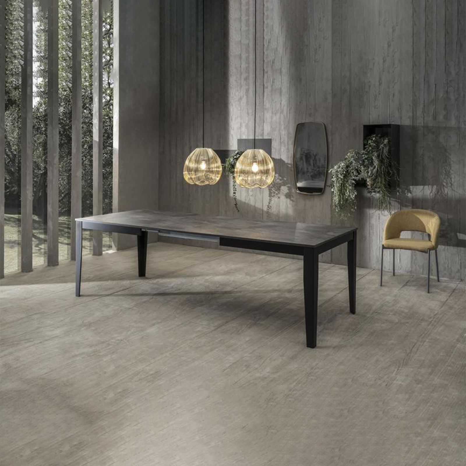 Tavolo allungabile "Blanche" piano melaminico gambe in metallo 14 posti cm 316x90 76h