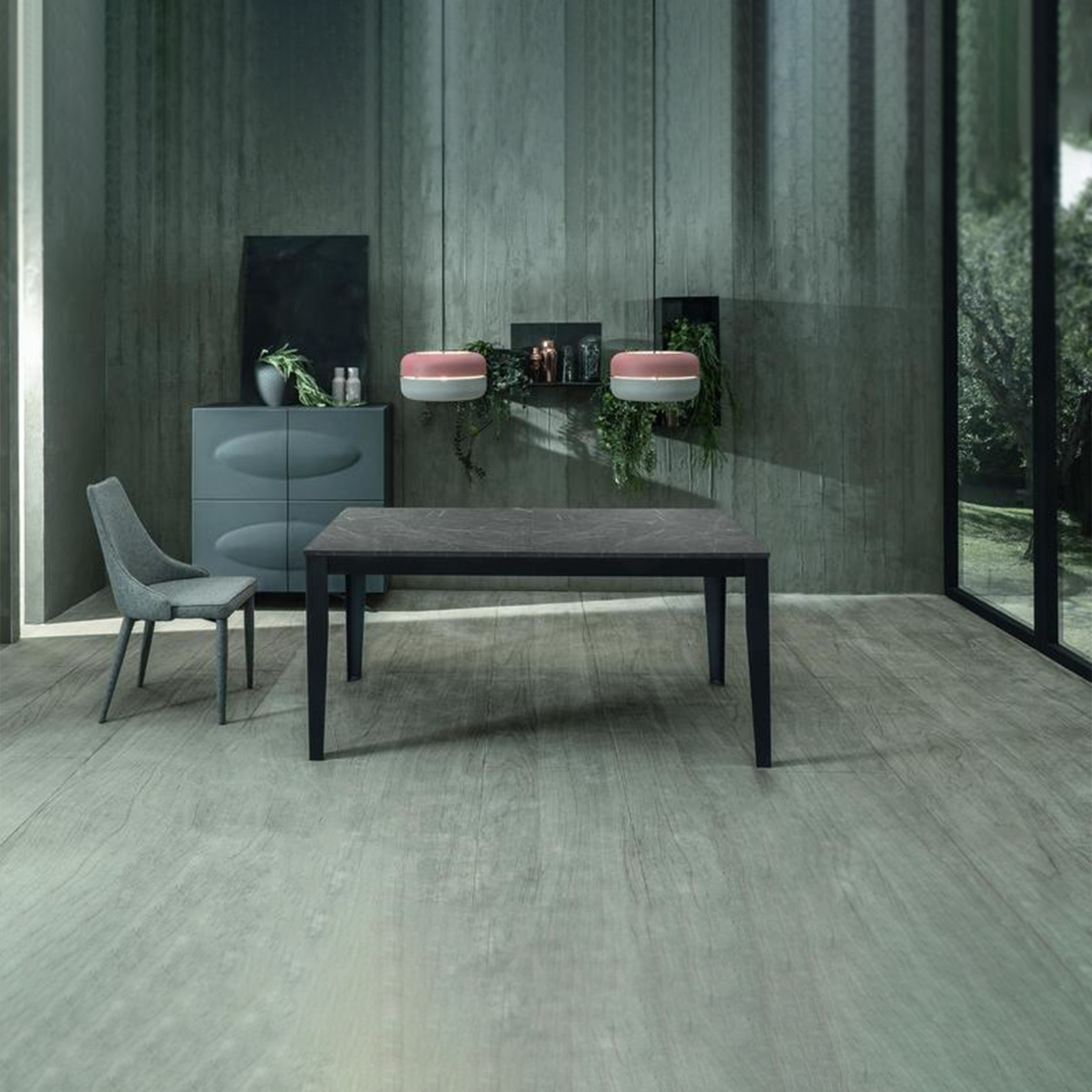 Tavolo allungabile "Blanche" piano melaminico gambe in metallo 14 posti cm 316x90 76h